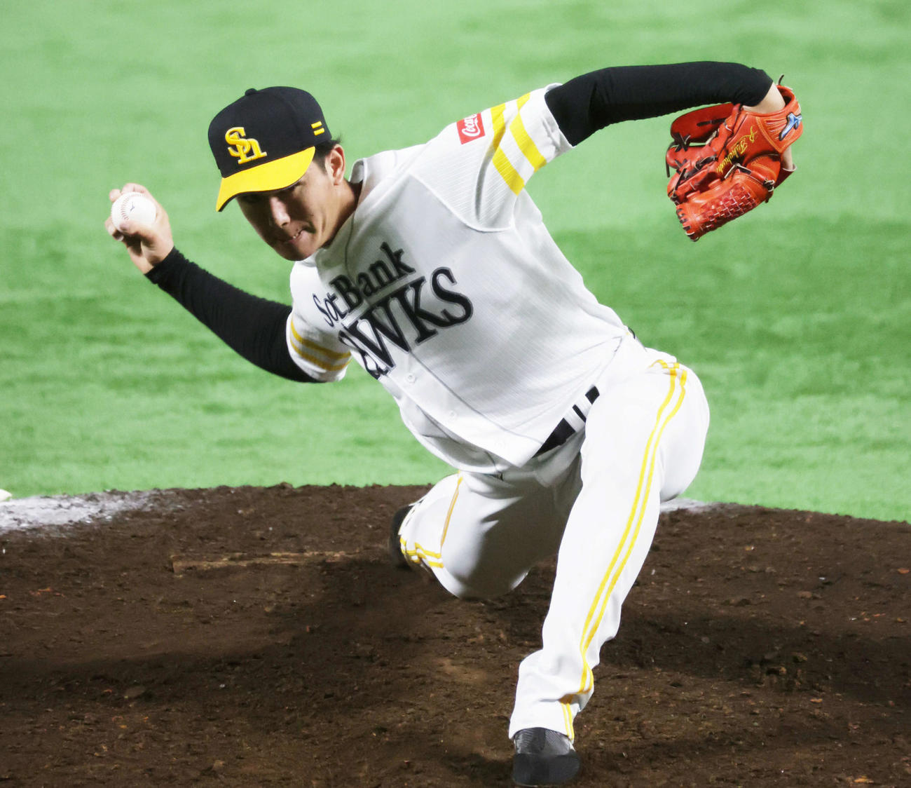 練習試合ソフトバンク対広島　7回表広島、ソフトバンク高橋礼（撮影・加藤孝規）