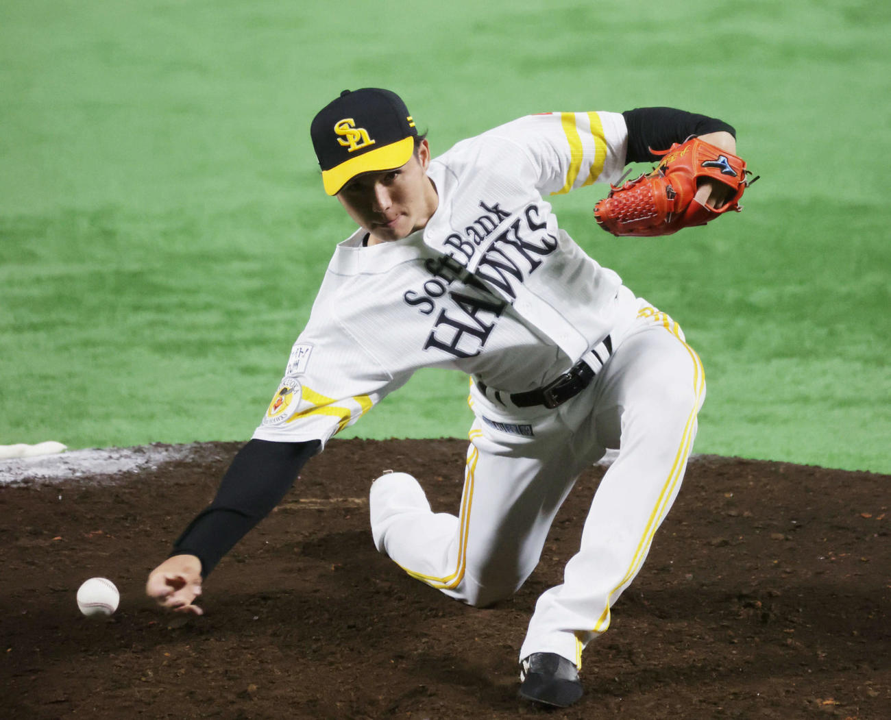練習試合ソフトバンク対広島　7回表広島、ソフトバンク高橋礼（撮影・加藤孝規）