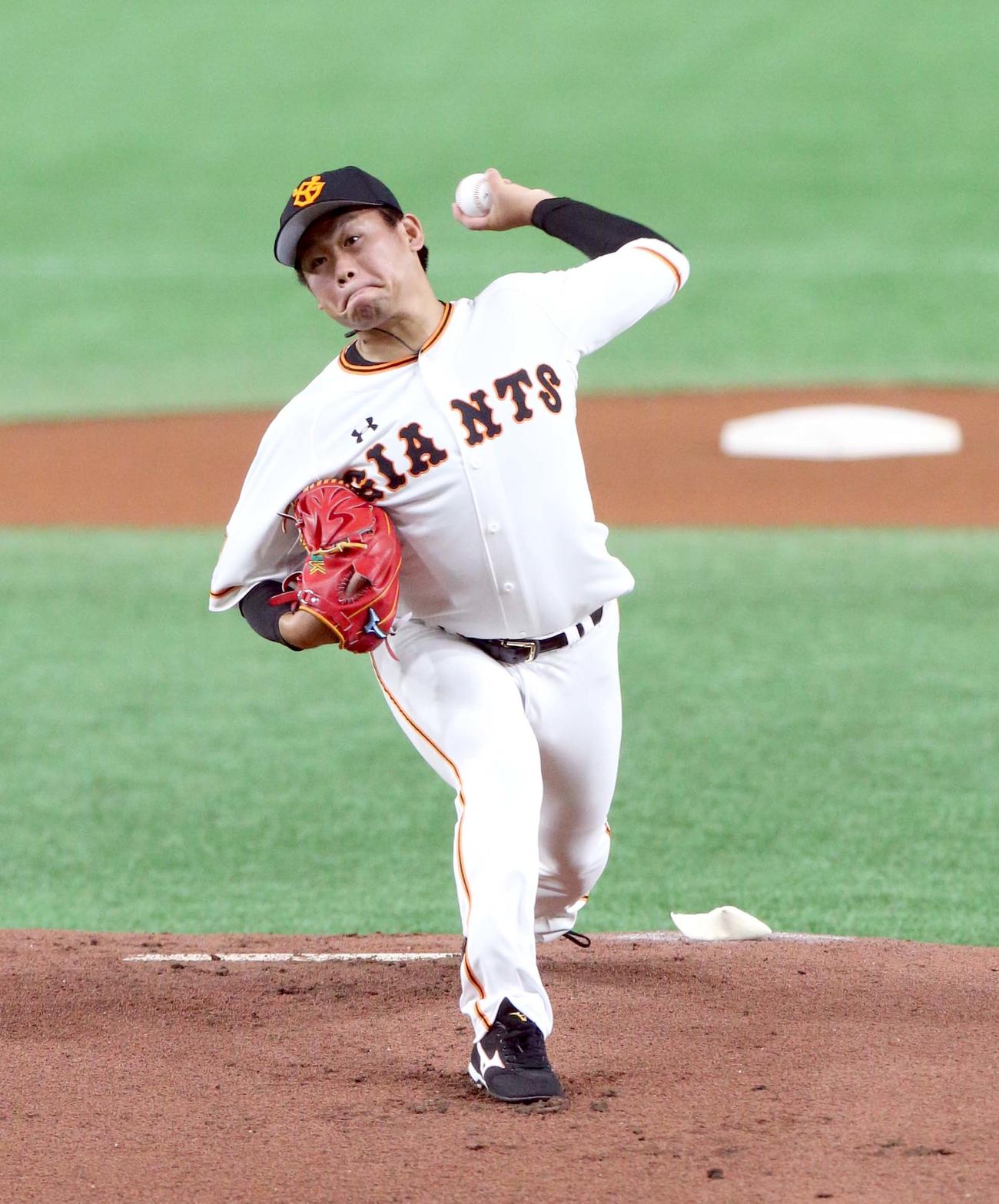 巨人対日本ハム　巨人先発の田口（撮影・佐藤翔太）