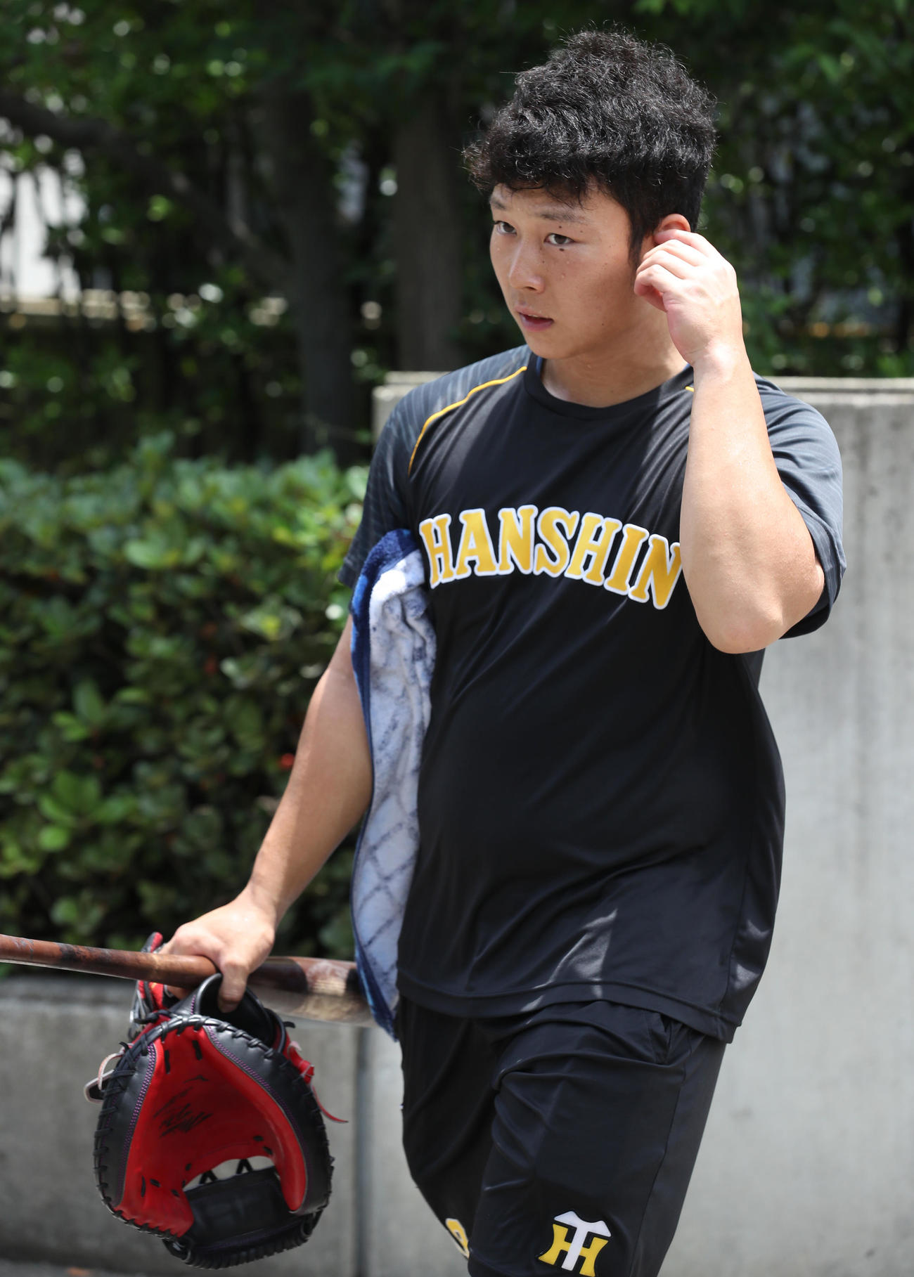 バッティング練習を終えた藤田
