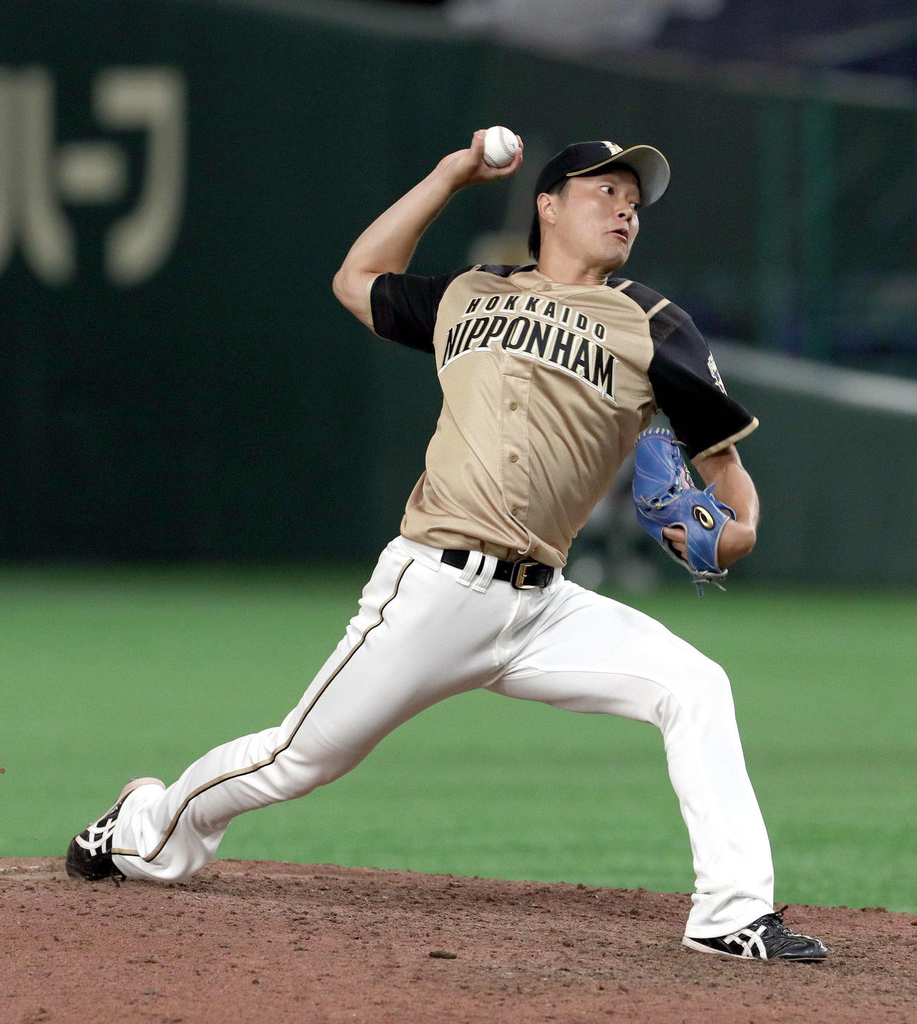 練習試合巨人対日本ハム　9回から登板する日本ハム玉井（20年6月12日撮影）