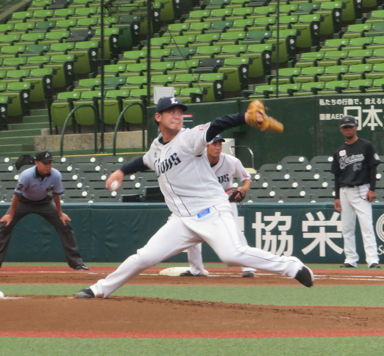 2軍戦で登板する西武高橋光（球団提供）