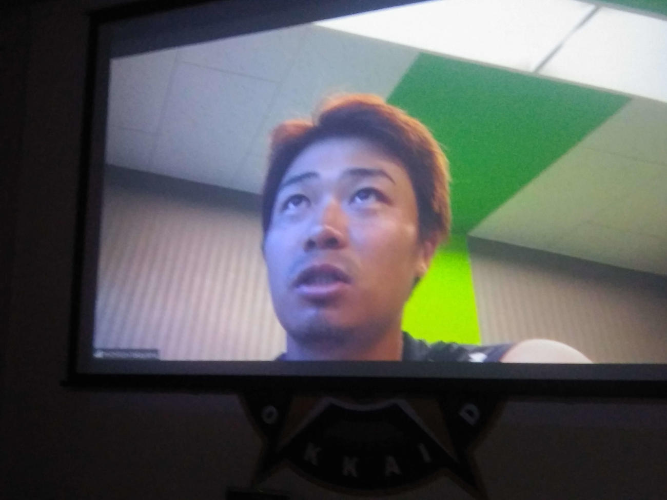 練習試合後にオンライン取材に応じる日本ハム中島（撮影・中島宙恵）