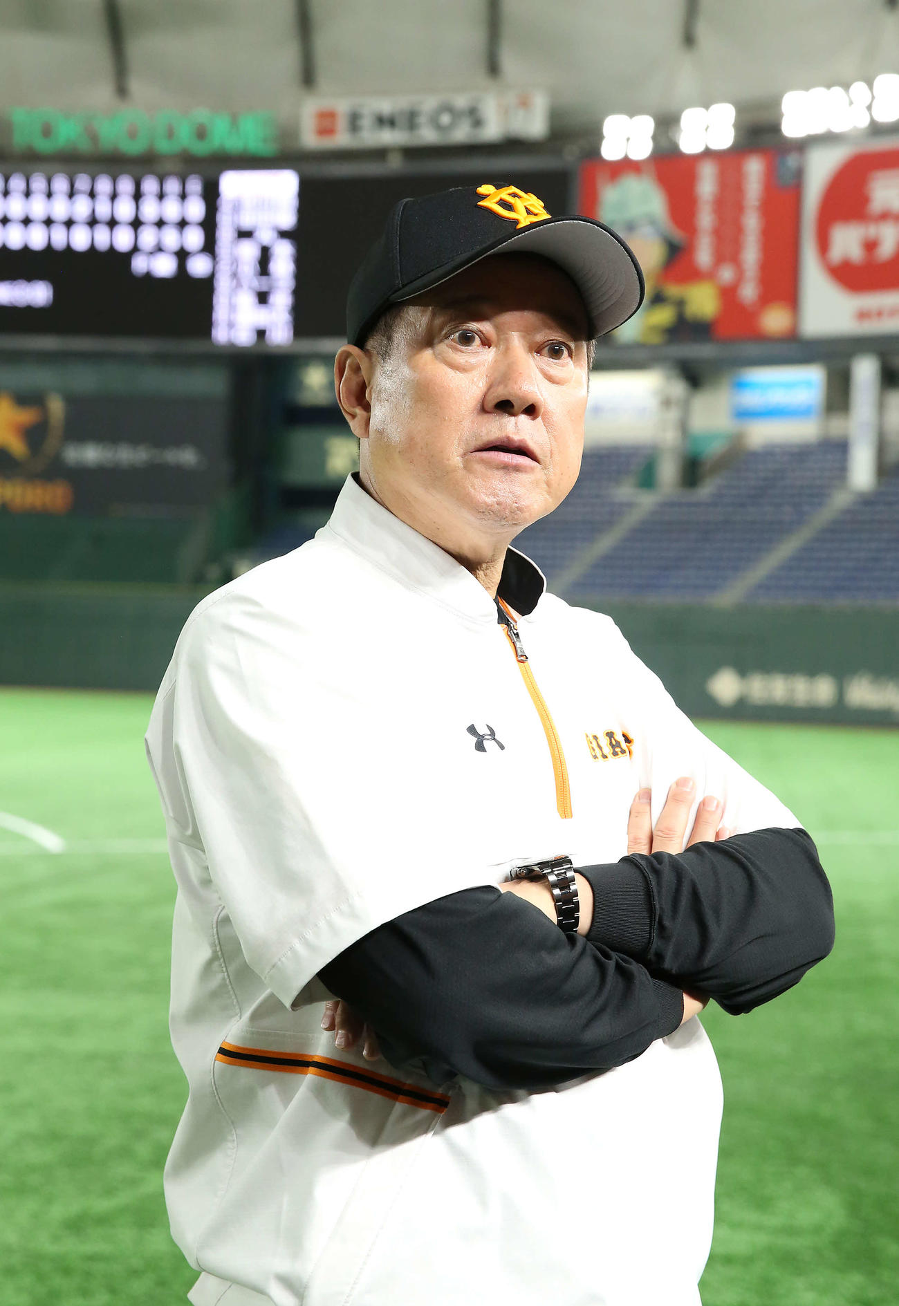 巨人対ロッテ　試合後、取材に応じた原監督（撮影・河野匠）