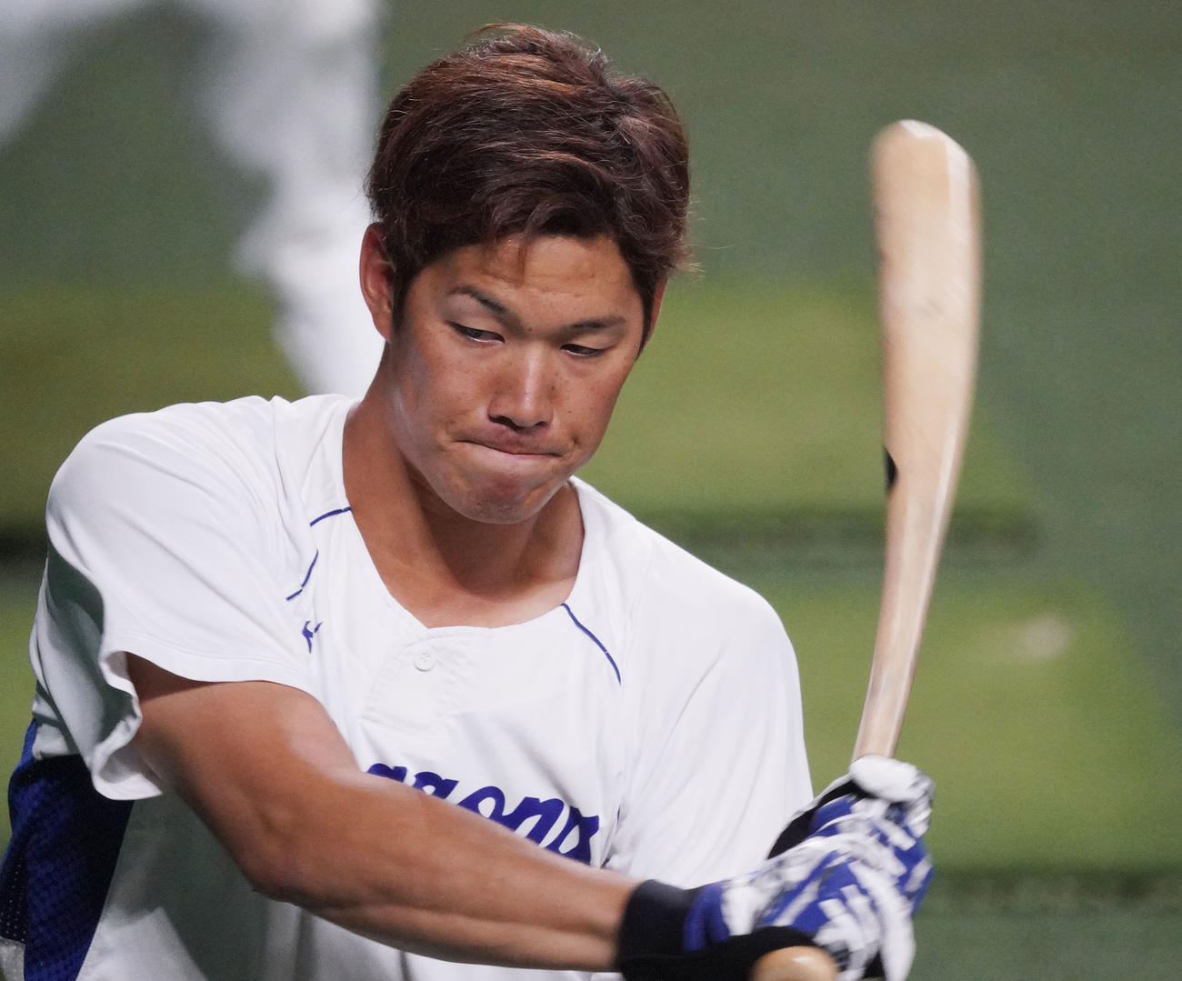 打撃練習をする京田陽太（2020年6月17日撮影）