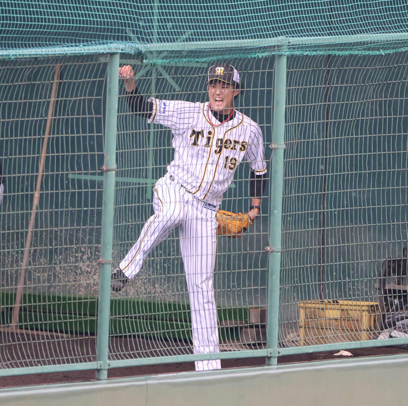 鳴尾浜のブルペンに入る藤浪（代表撮影）