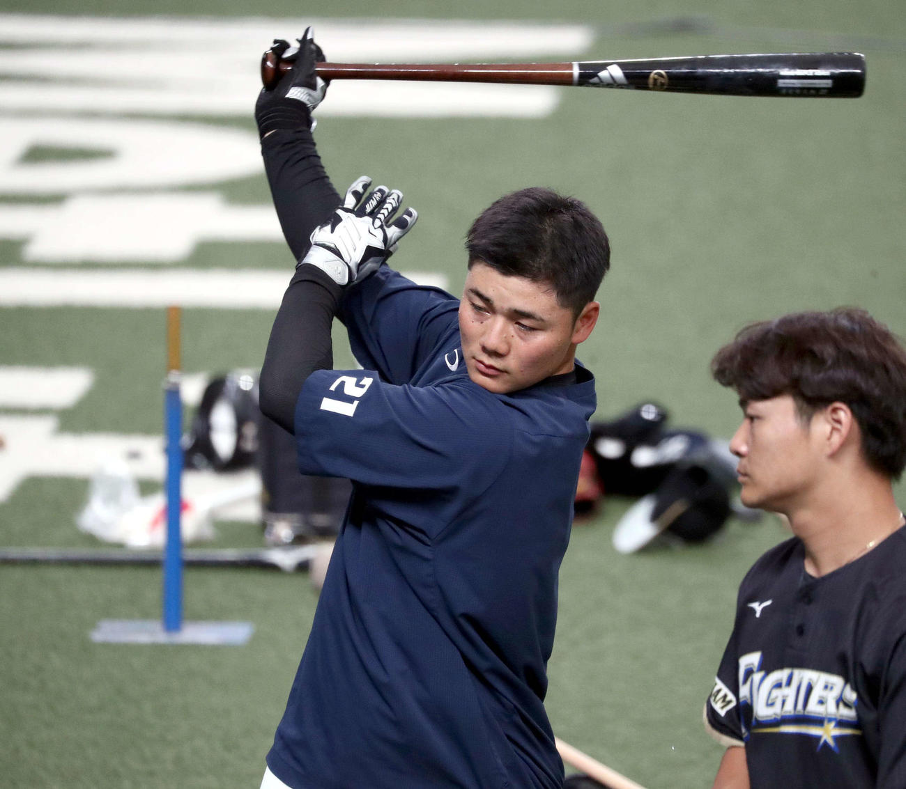 ティー打撃する日本ハム清宮（撮影・黒川智章）