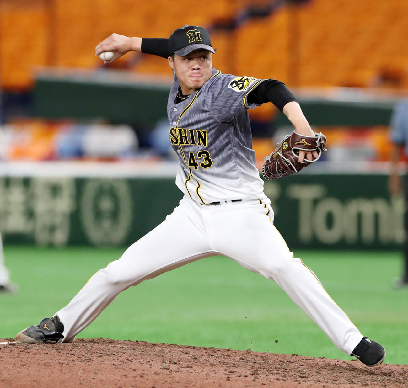 巨人対阪神　5回裏、阪神2番手で登板する守屋（撮影・加藤哉）