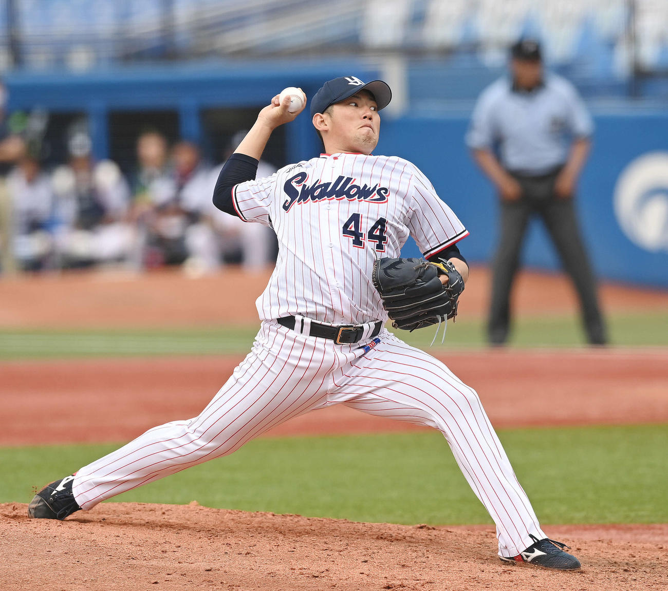 ヤクルト対中日　8回表からプロ初登板したヤクルト大西（撮影・鈴木みどり）