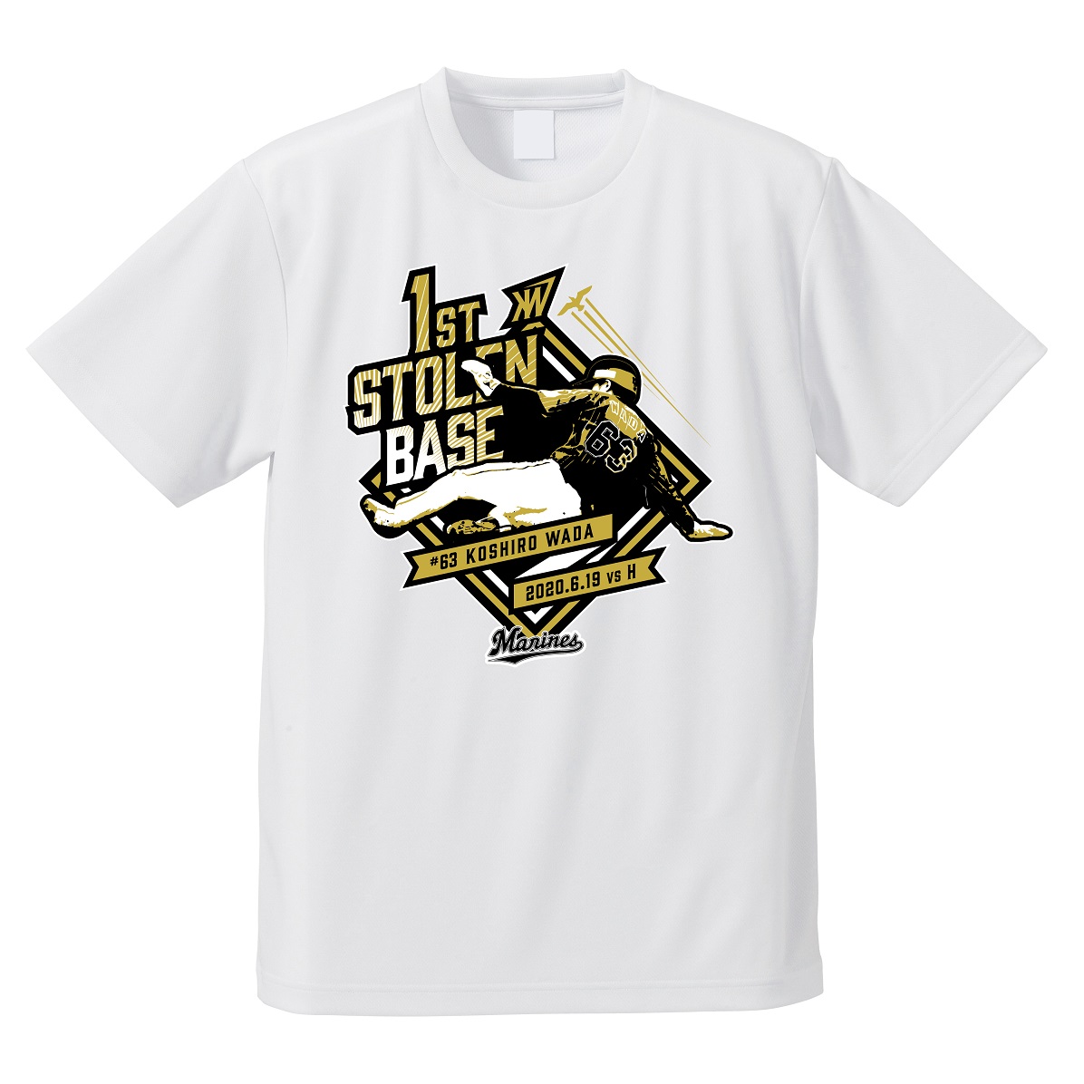 ロッテ和田の初盗塁記念Tシャツ（球団提供）