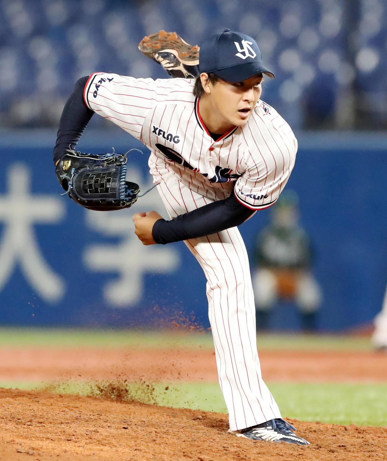 ヤクルト対阪神　9回表に登板しプロ入り初勝利を挙げた長谷川（撮影・加藤哉）