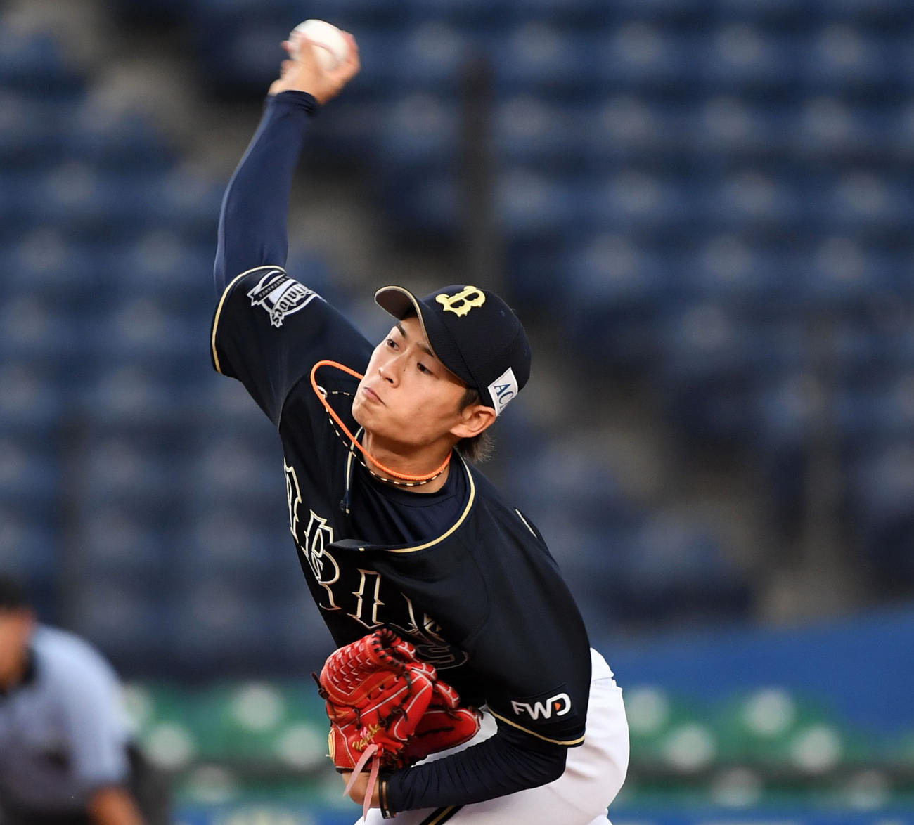 ロッテ対オリックス　オリックス先発の山岡（撮影・横山健太）