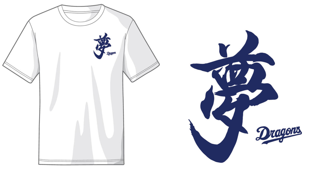 中日のチャリティTシャツ・ロゴデータ（球団提供写真）