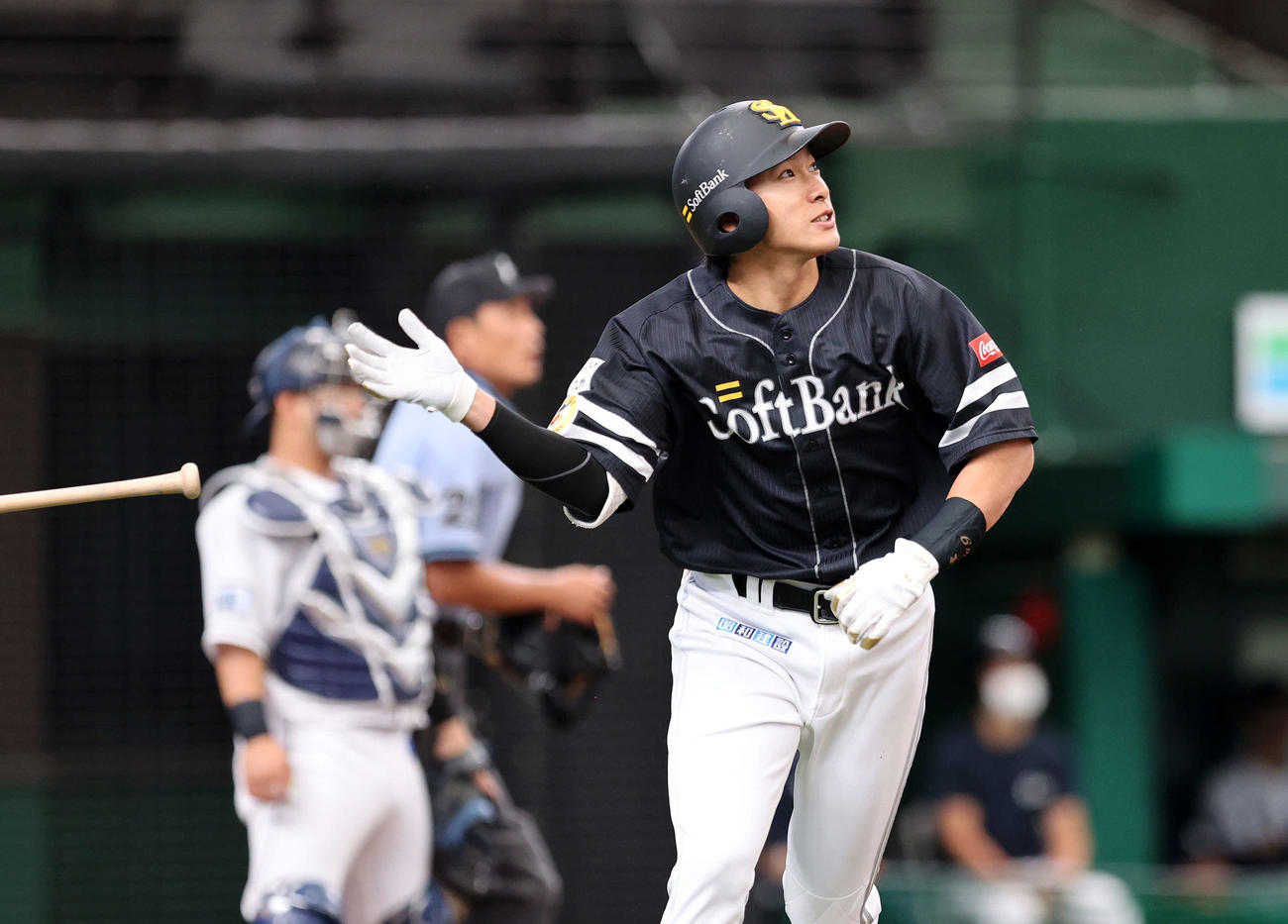 西武対ソフトバンク　1回表ソフトバンク1死、柳田は中越え本塁打を放つ（撮影・鈴木正人）