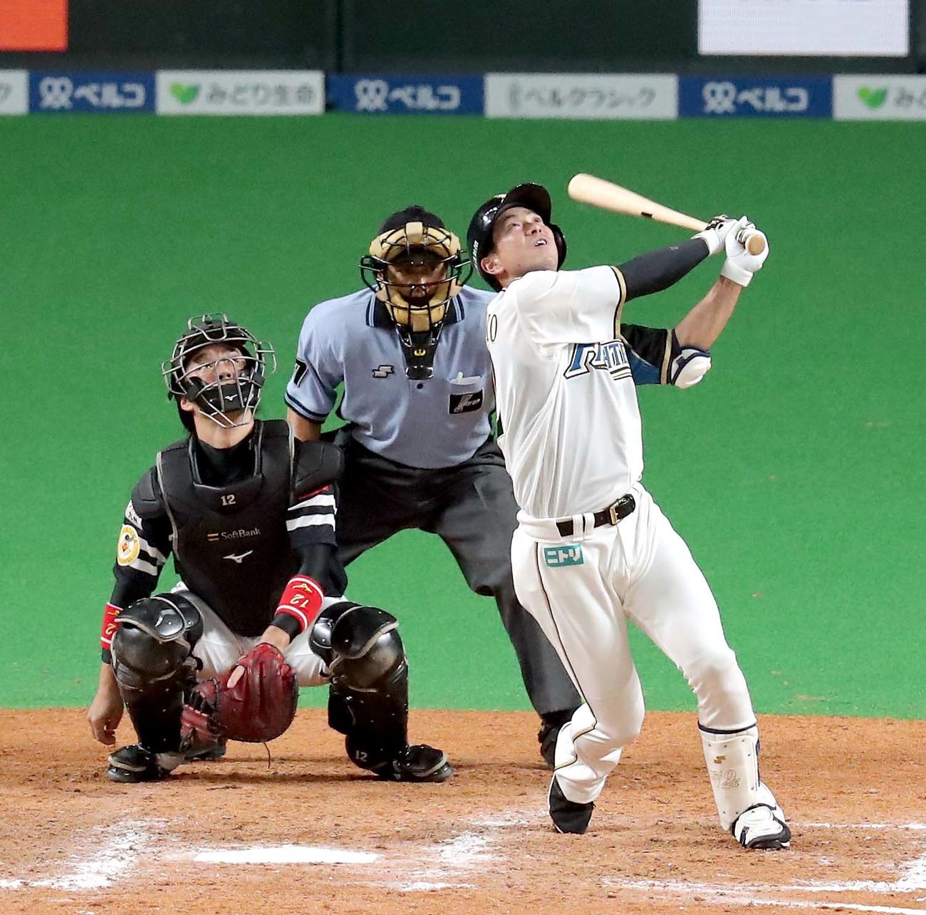 日本ハム対ソフトバンク　9回裏日本ハム2死、松本は遊飛に終わる（撮影・佐藤翔太）