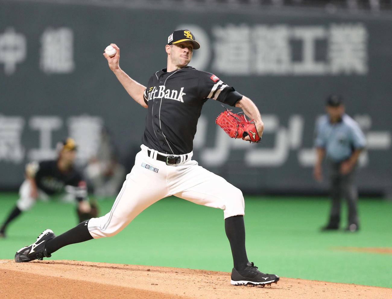 日本ハム対ソフトバンク　ソフトバンク先発のバンデンハーク（撮影・黒川智章）