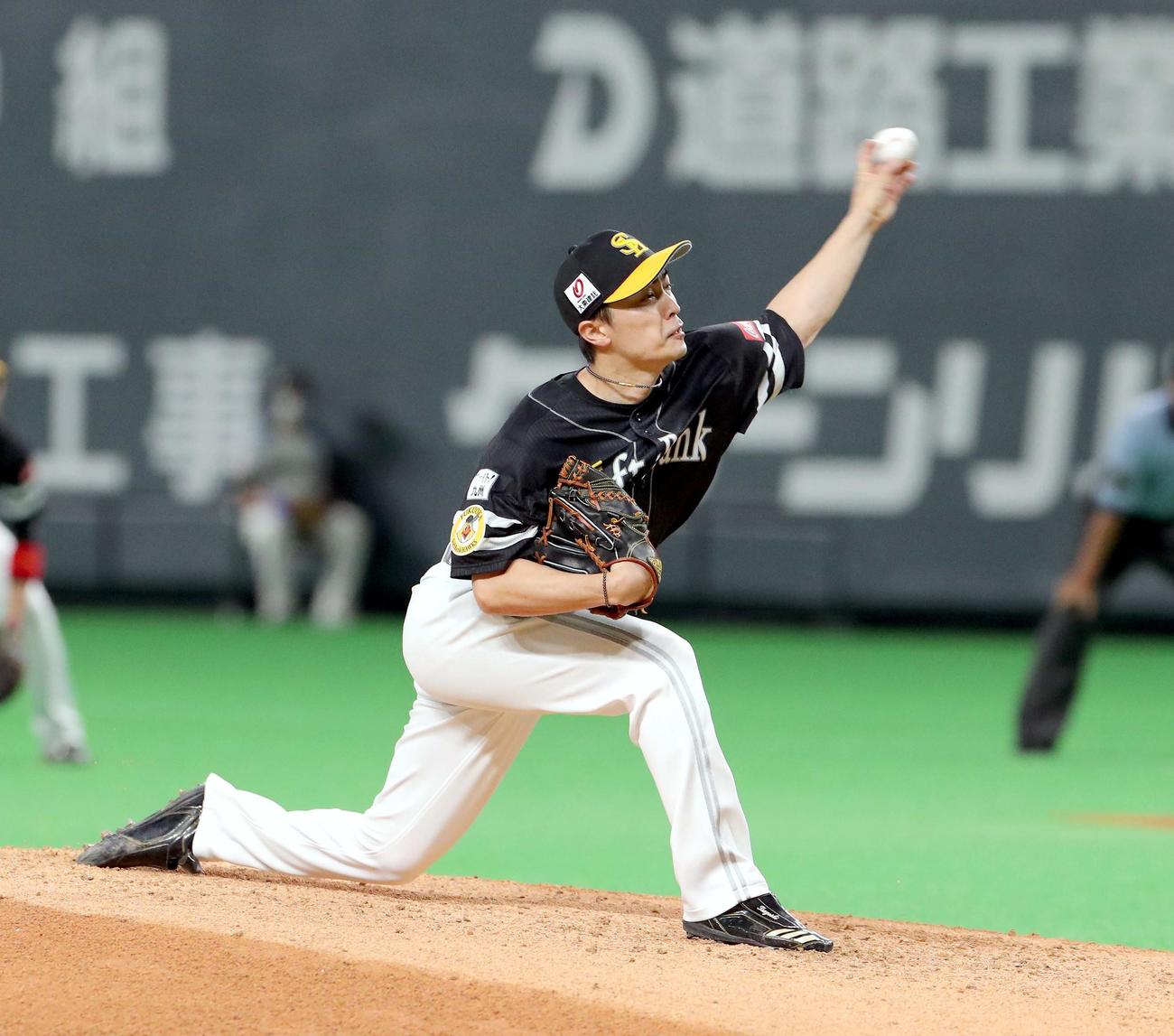 日本ハム対ソフトバンク　ソフトバンク先発の和田（撮影・佐藤翔太）