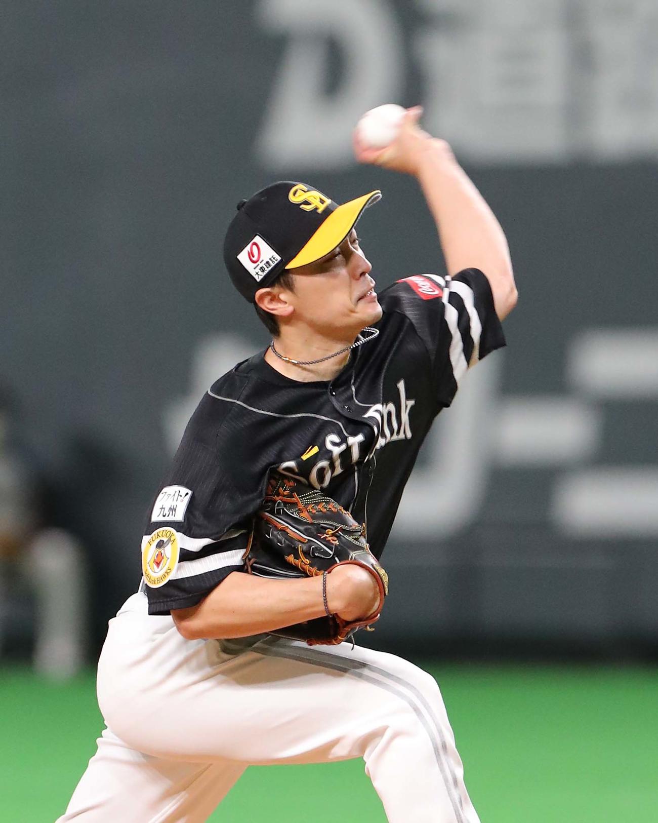 日本ハム対ソフトバンク　ソフトバンク先発の和田（撮影・佐藤翔太）