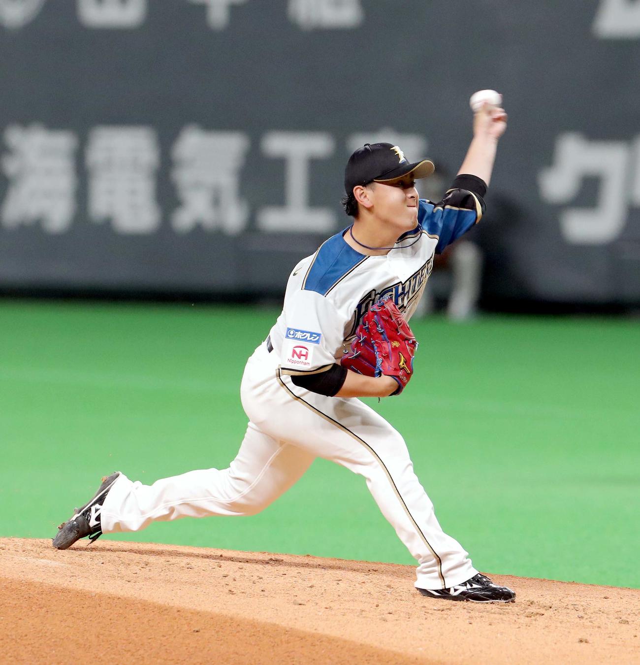 日本ハム対ソフトバンク　日本ハム先発の河野（撮影・佐藤翔太）
