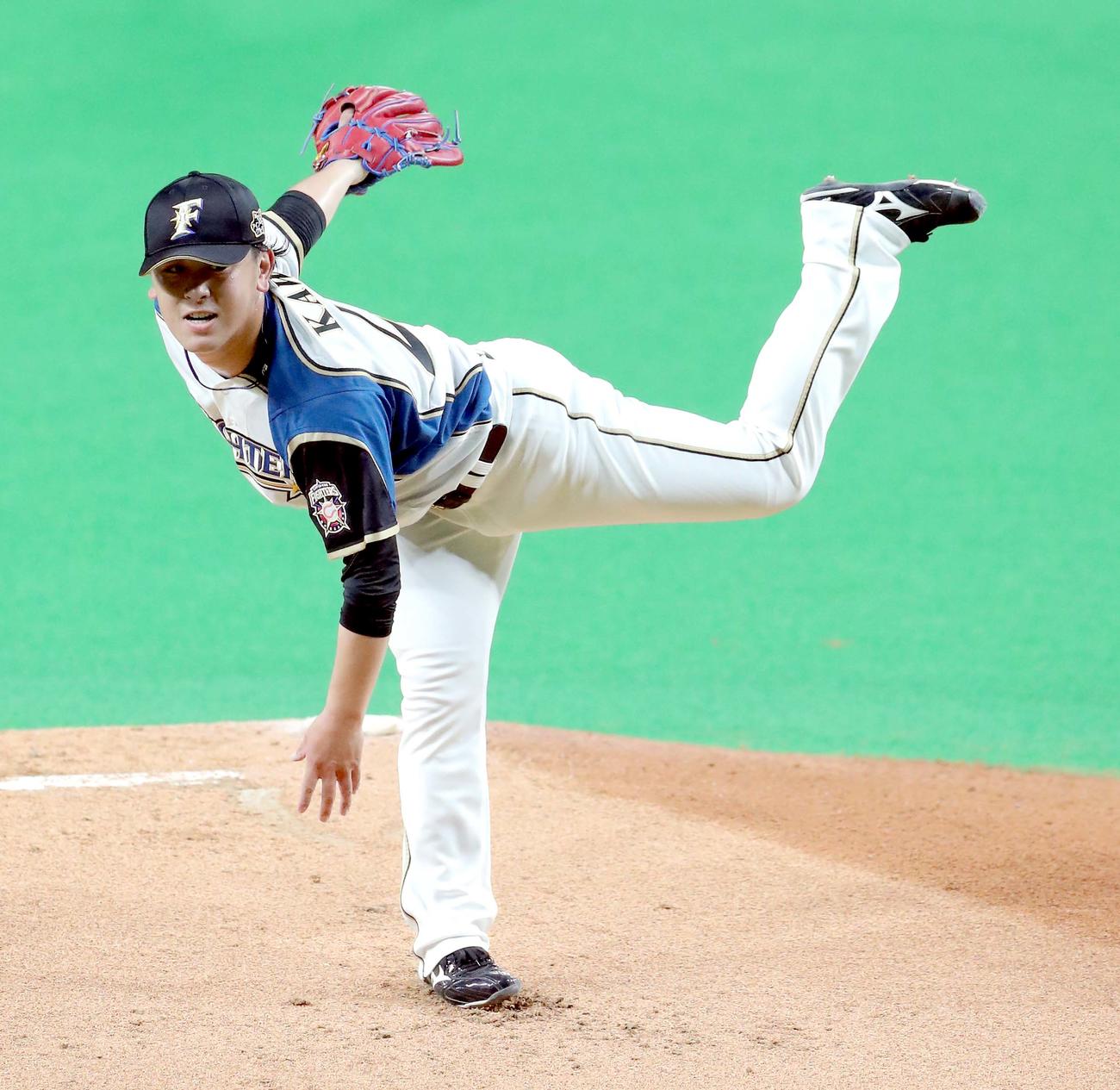 日本ハム対ソフトバンク　日本ハム先発の河野（撮影・佐藤翔太）