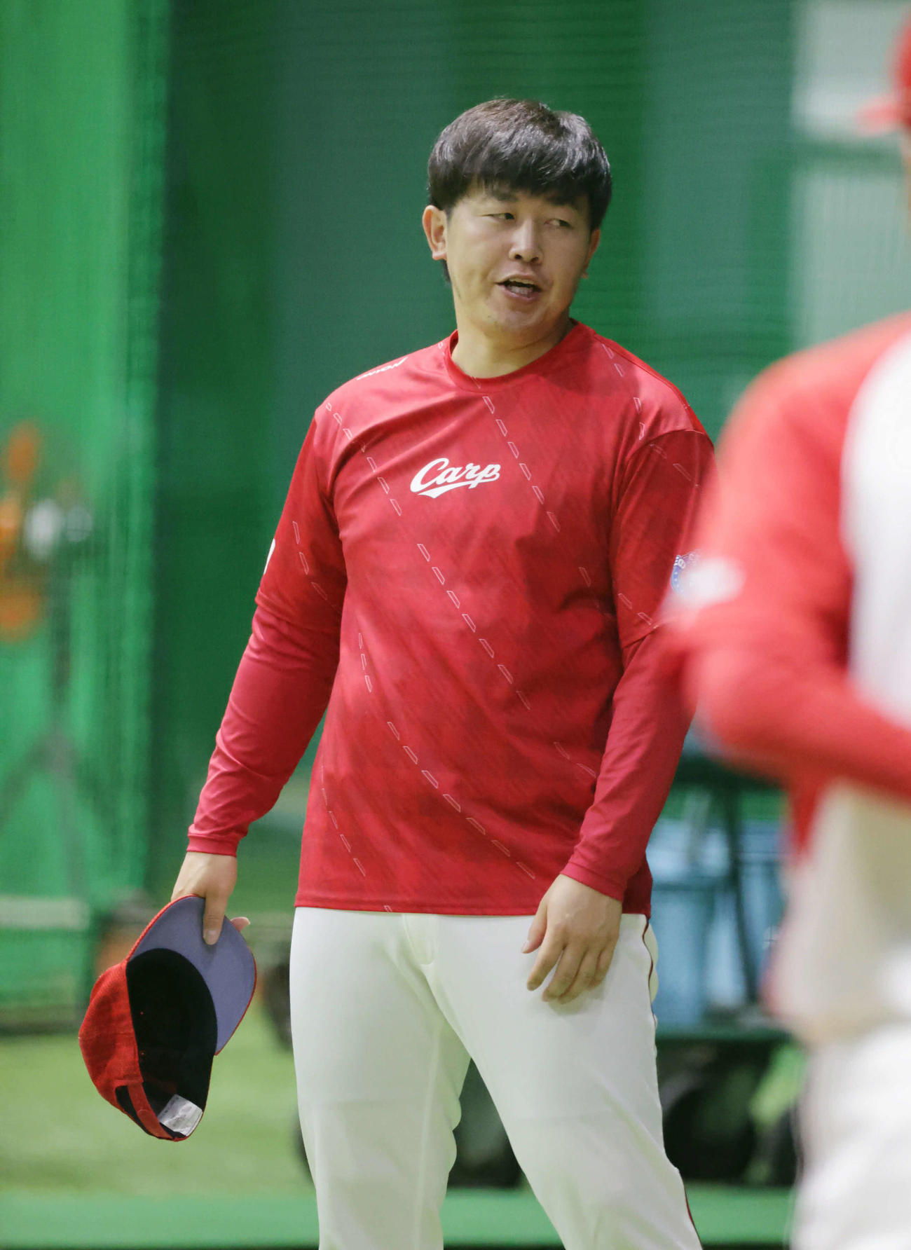練習を行う菊池保（撮影・加藤孝規）