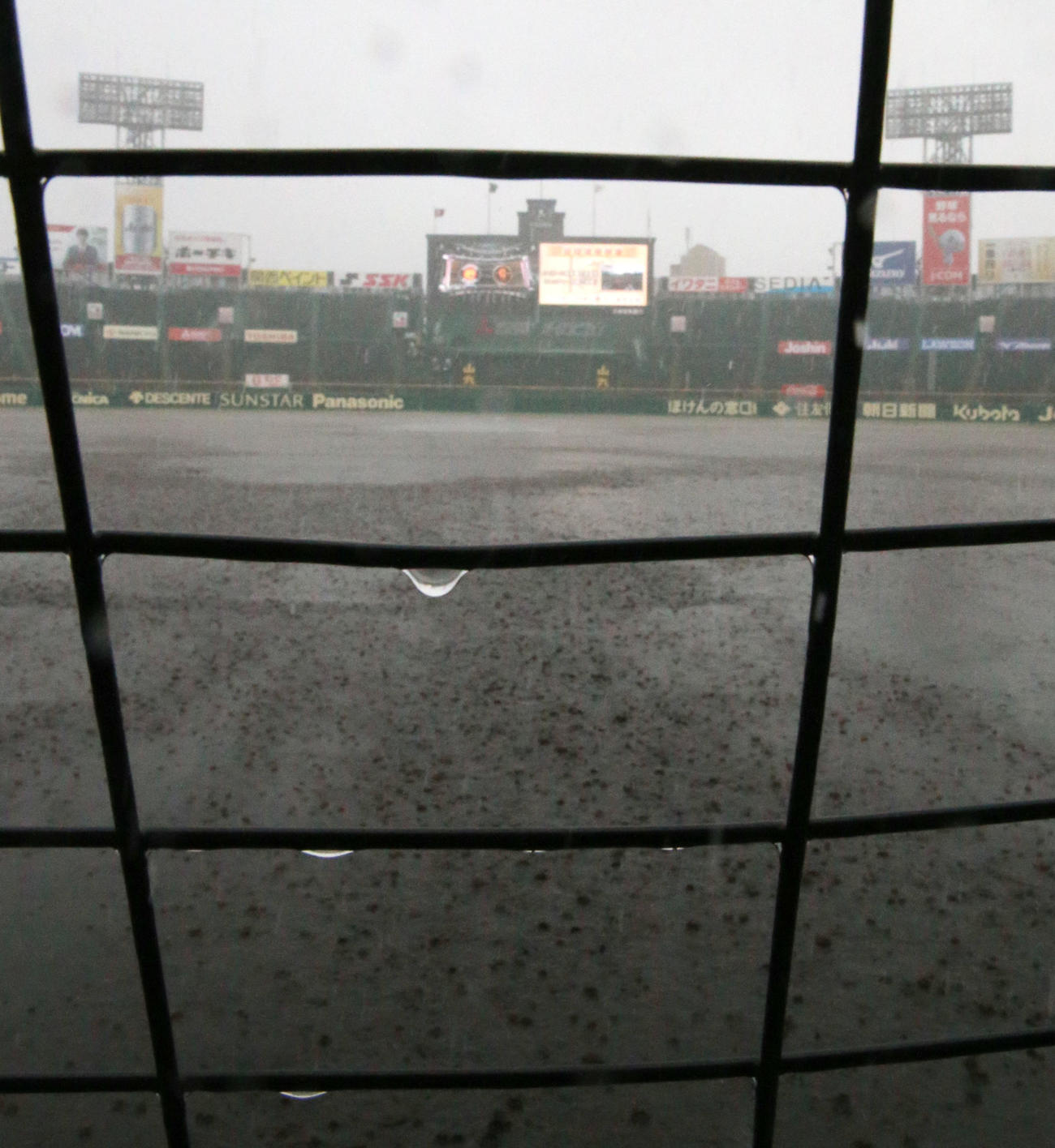阪神対巨人4回戦　突然の雨でグラウンドが水浸しとなる甲子園球場（撮影・上山淳一）