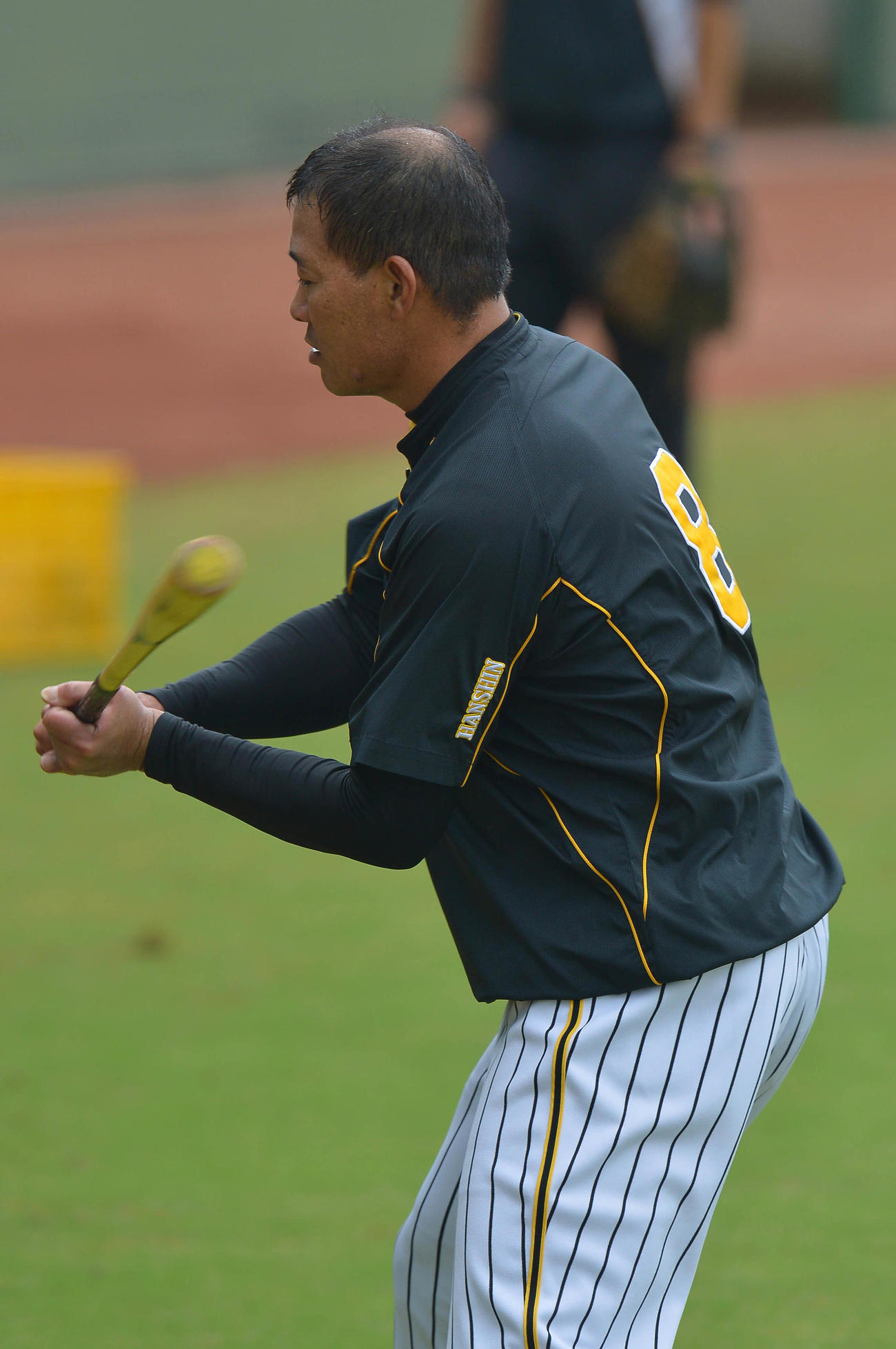 ノックをする福留孝介（代表撮影）