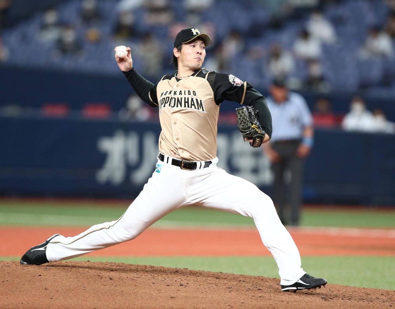 オリックス対日本ハム　日本ハム先発の有原（撮影・黒川智章）