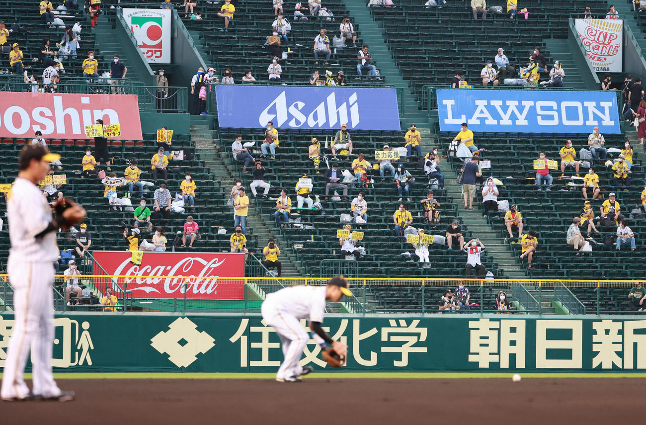 阪神対DeNA　試合前の阪神ファン（撮影・清水貴仁）