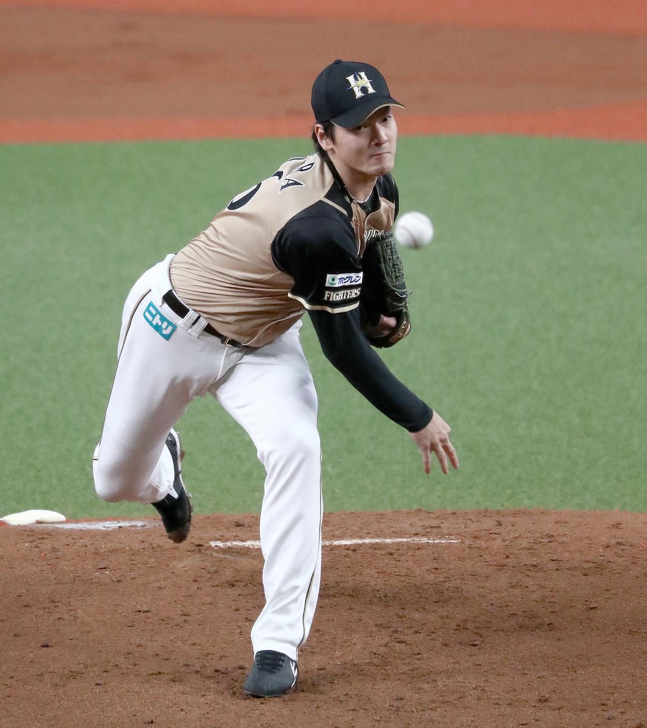 オリックス対日本ハム　日本ハム先発の有原（撮影・黒川智章）