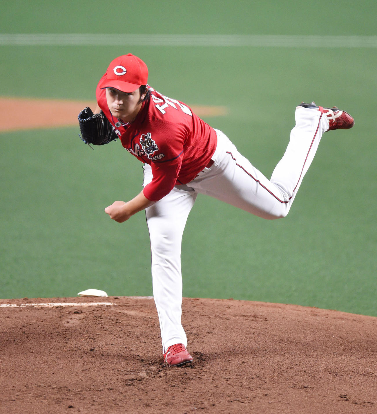 中日対広島　中日打線相手に力投する広島先発の床田（撮影・森本幸一）
