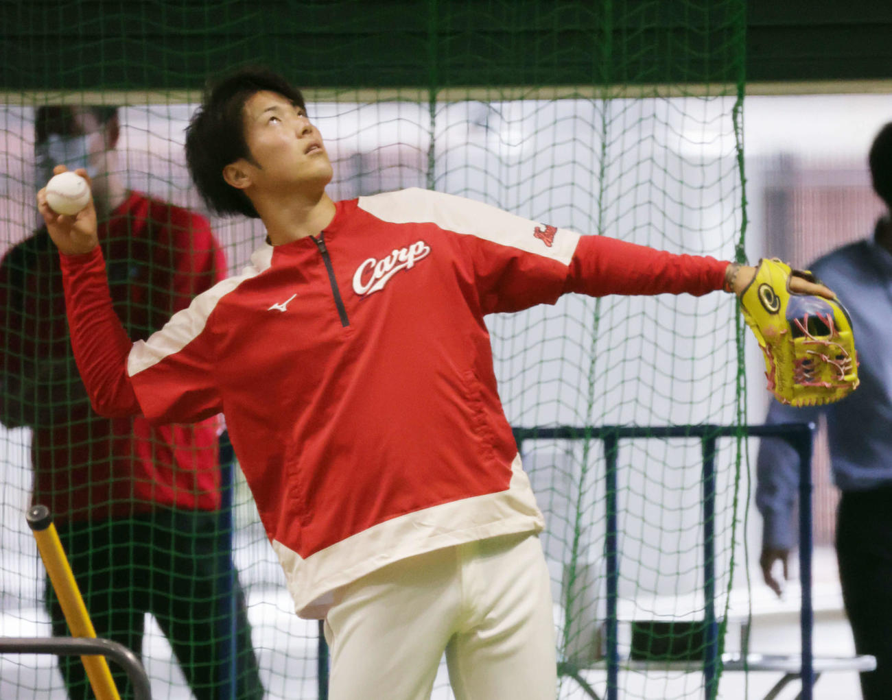 プロ野球広島　投手指名練習　練習する森下（撮影・加藤孝規）