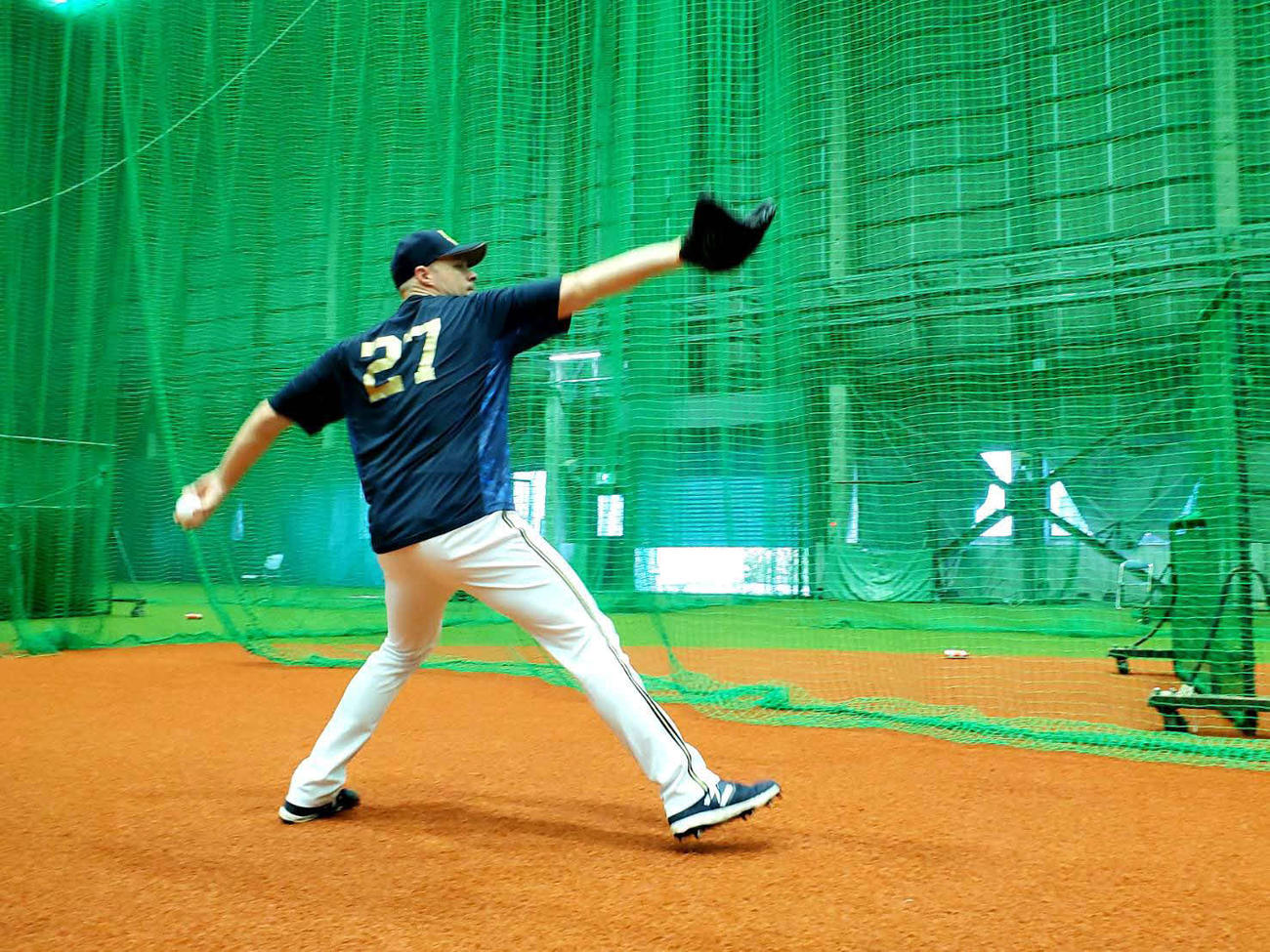 先発に向けて黙々と練習に励むオリックスのアルバース（球団提供）