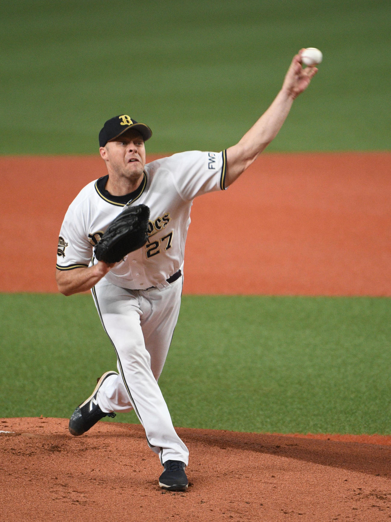 オリックス対ソフトバンク　オリックス先発のアルバース（撮影・渦原淳）
