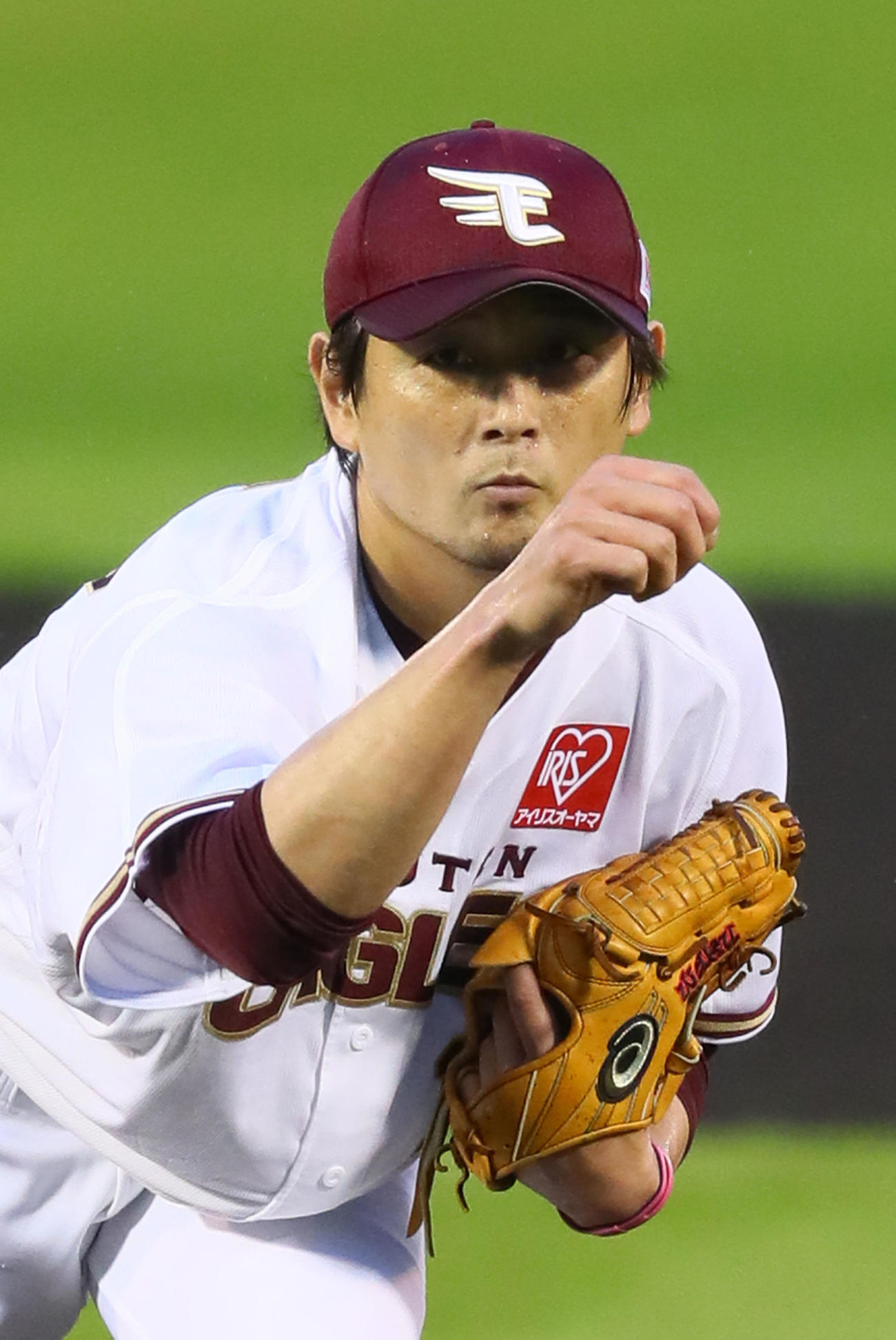 楽天対西武　好投する楽天先発の涌井（撮影・足立雅史）