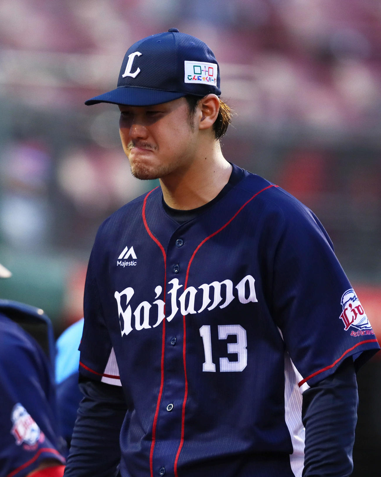 楽天対西武　初回に先制を許し渋い表情でベンチに戻る西武高橋光（撮影・足立雅史）