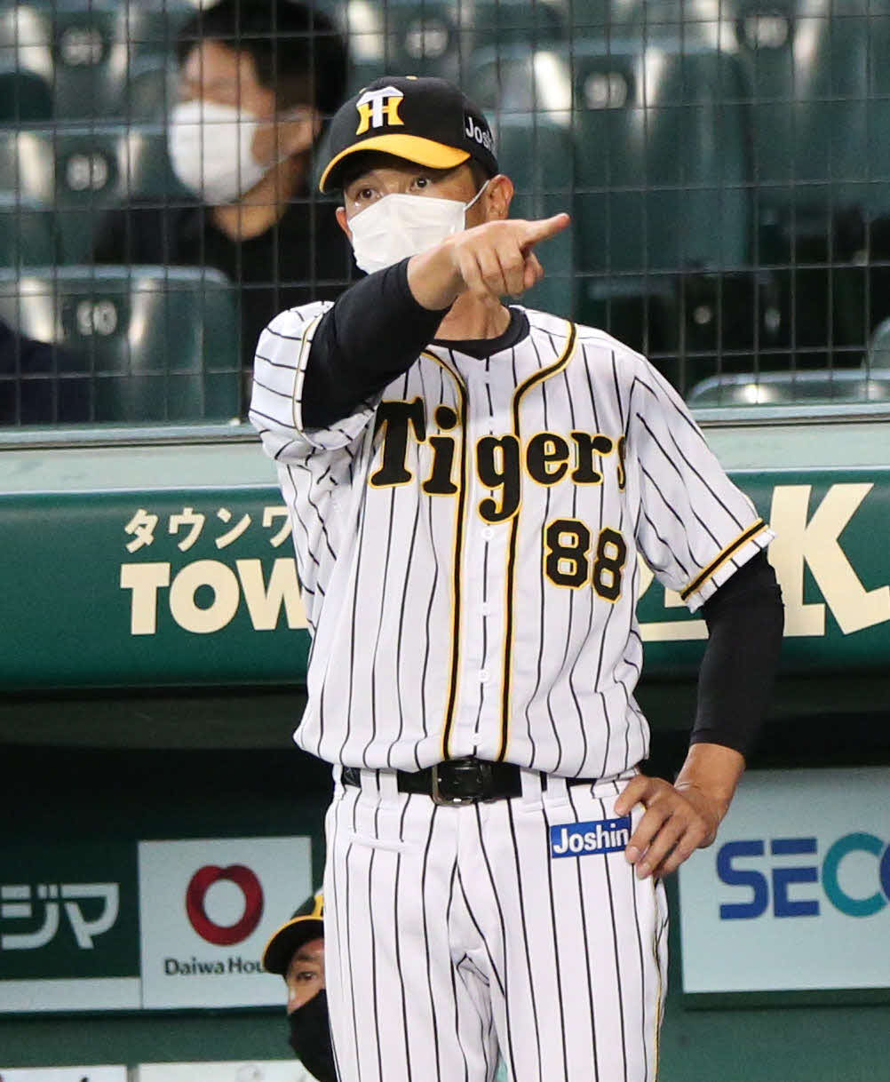 阪神対ヤクルト　5回裏阪神1死、矢野監督は近本に代打陽川を告げる（撮影・上山淳一）