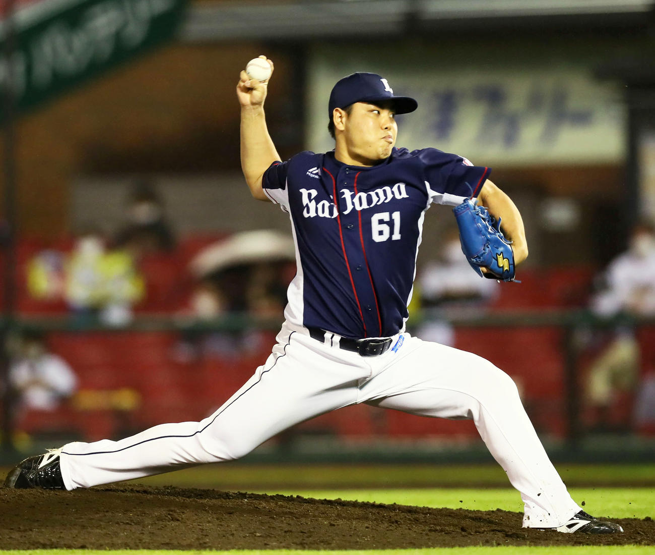 7回から西武2番手で登板した平良（撮影・足立雅史）