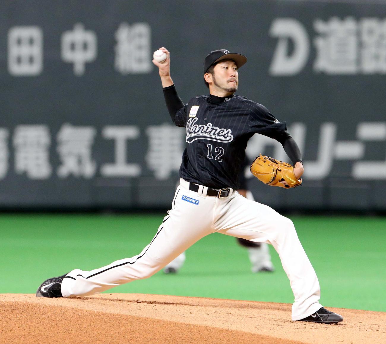 日本ハム対ロッテ　ロッテ先発の石川（撮影・佐藤翔太）