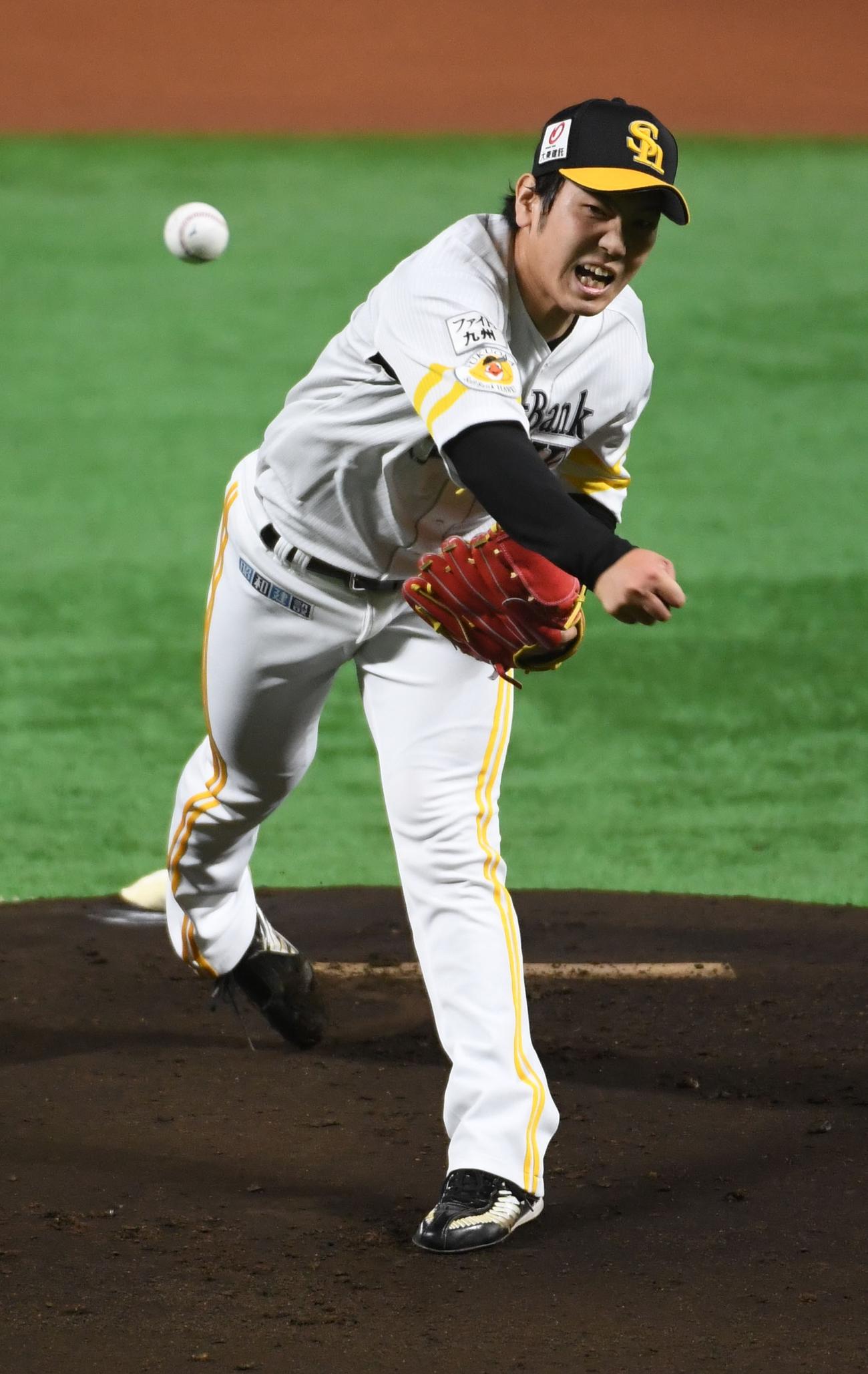 ソフトバンク石川柊太（2020年7月12日撮影）