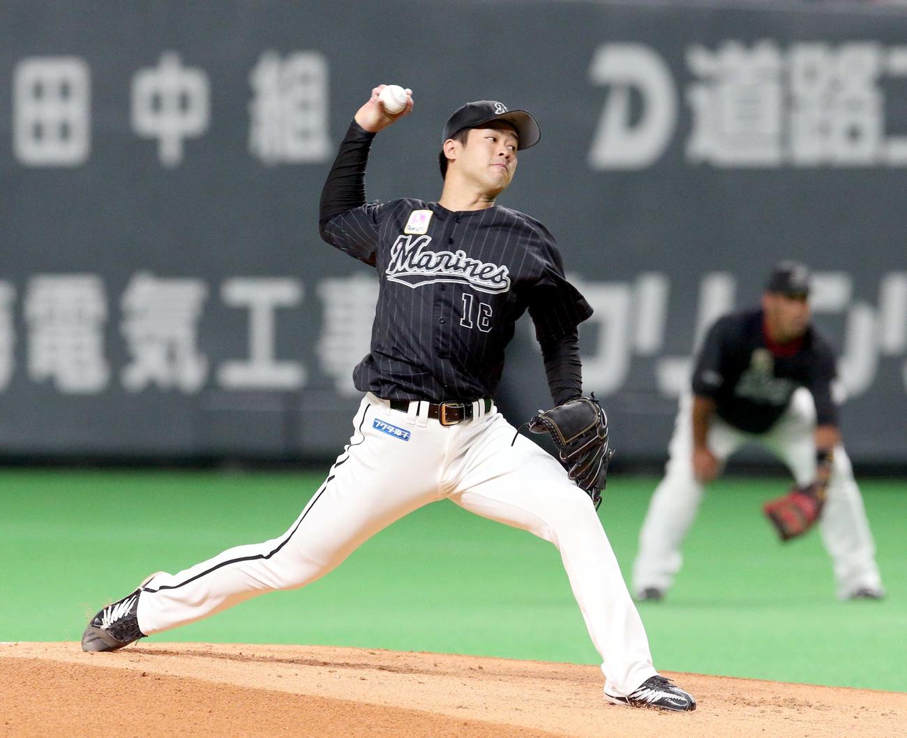 日本ハム対ロッテ　ロッテ先発の種市（撮影・佐藤翔太）