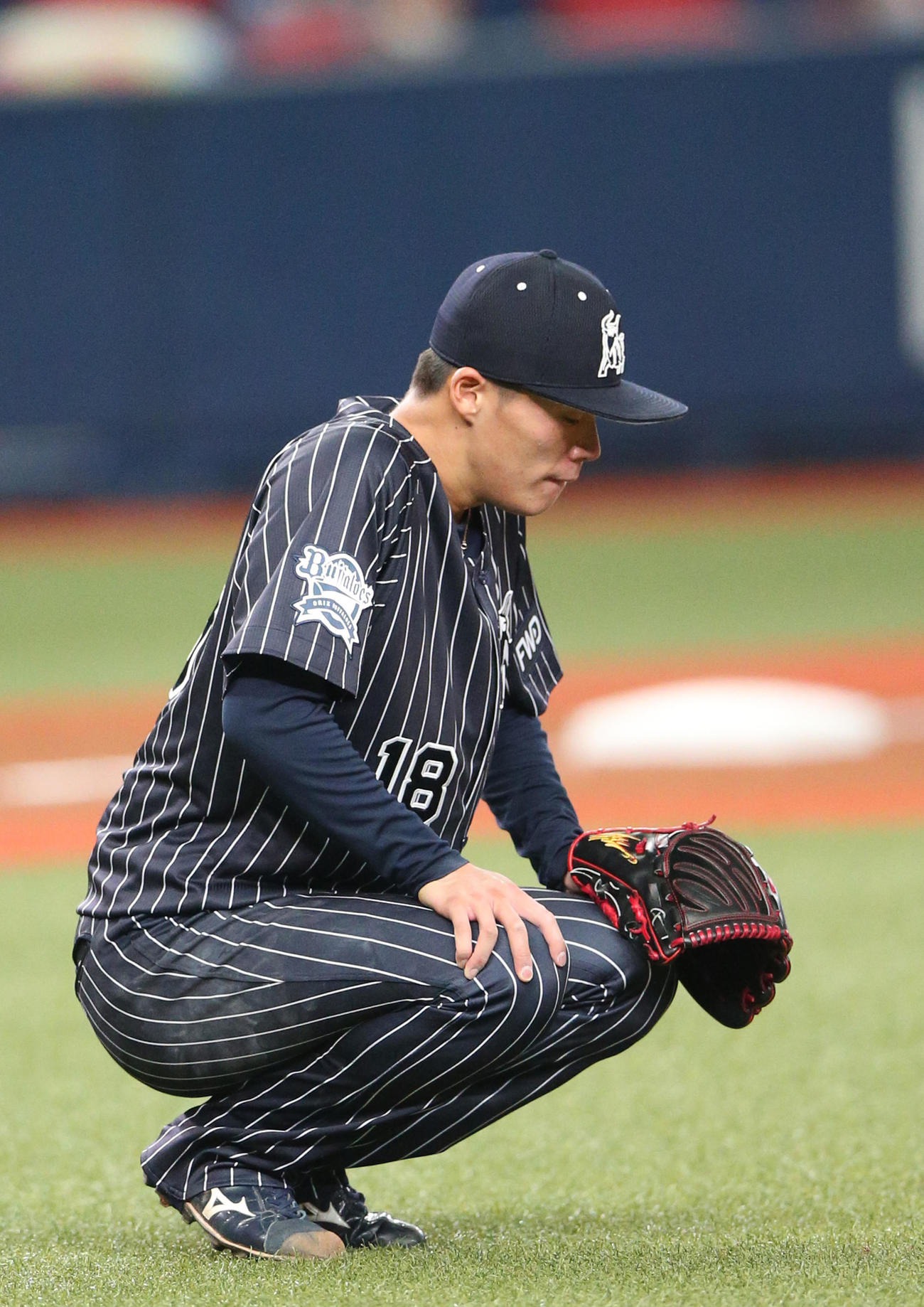 オリックス対ソフトバンク　7回表ソフトバンク無死二塁、山本は中村晃に右越え2点本塁打を被弾する（撮影・上山淳一）