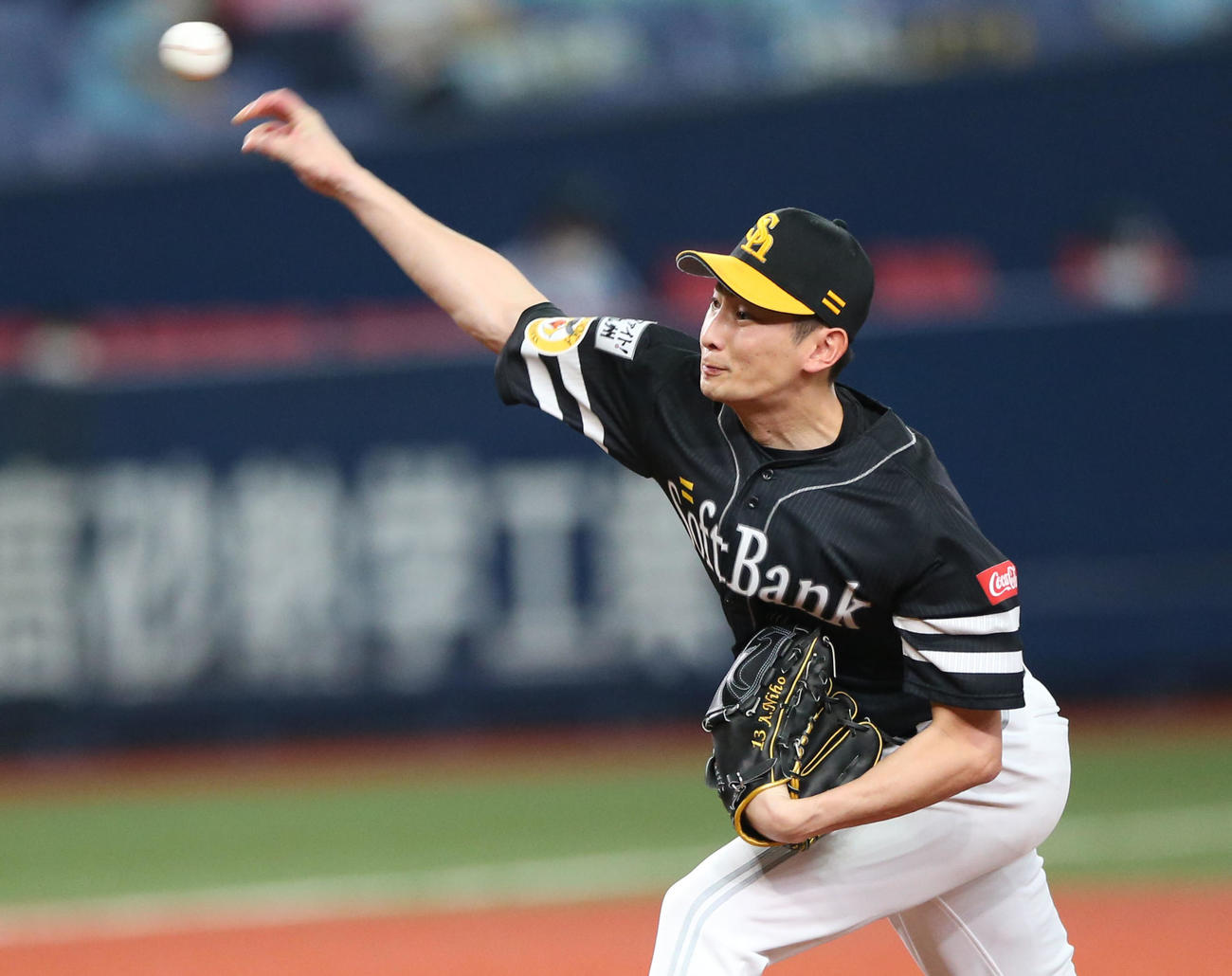 オリックス対ソフトバンク　ソフトバンク先発の二保（撮影・上山淳一）