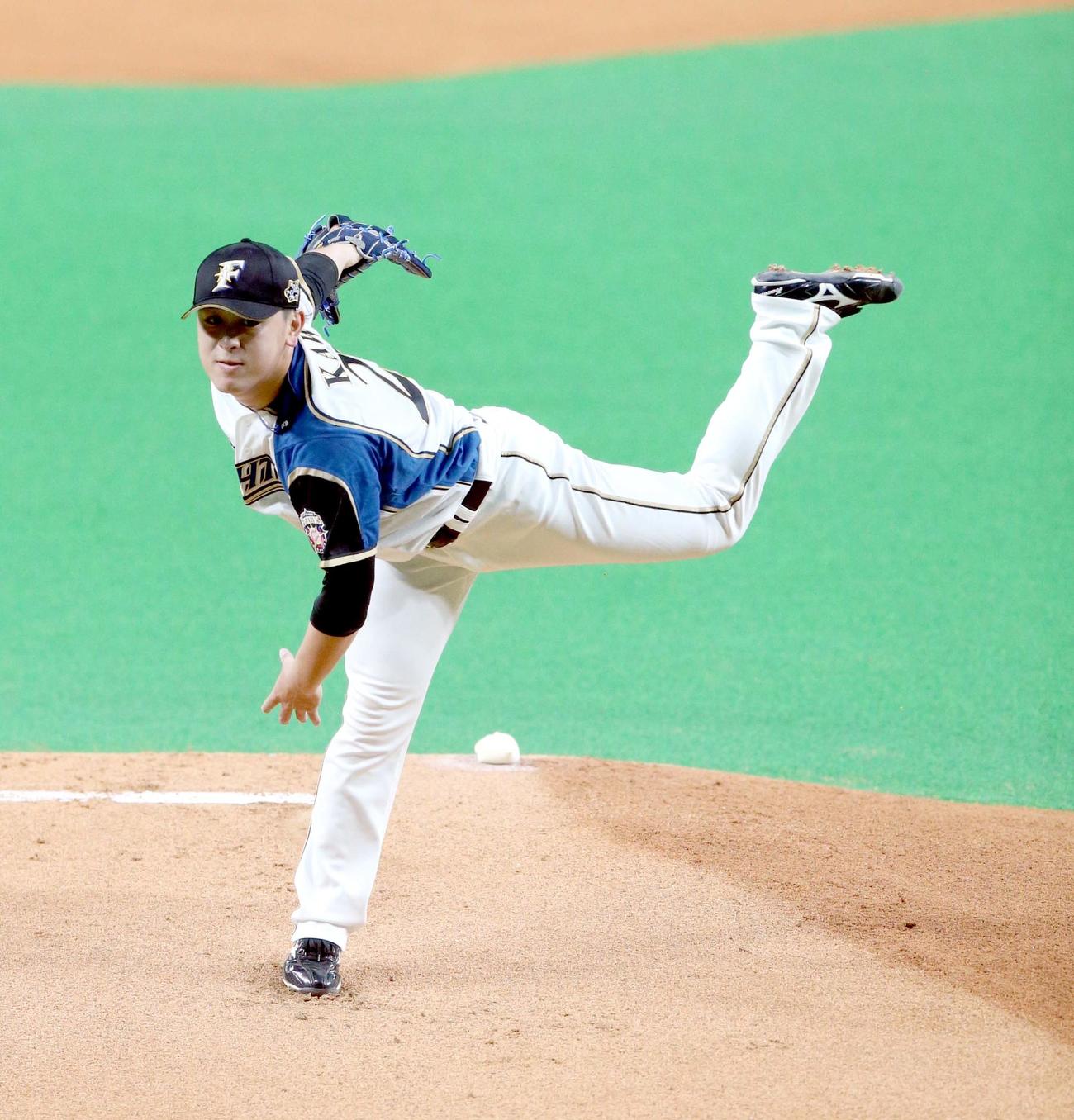 日本ハム対ロッテ　8回2失点で初勝利を挙げた日本ハム先発の河野（撮影・佐藤翔太）