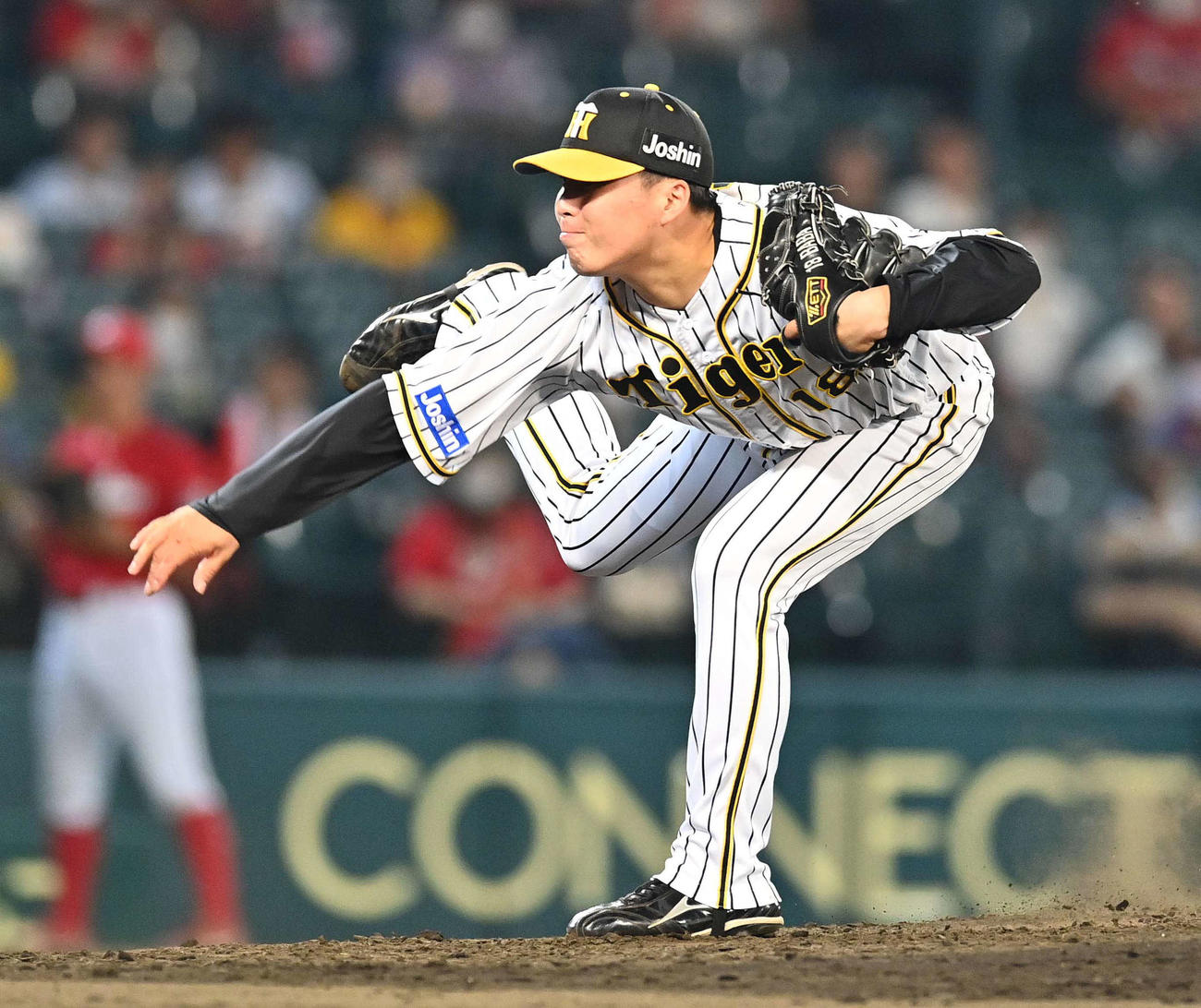阪神対広島　阪神2番手で登板する馬場（撮影・上田博志）