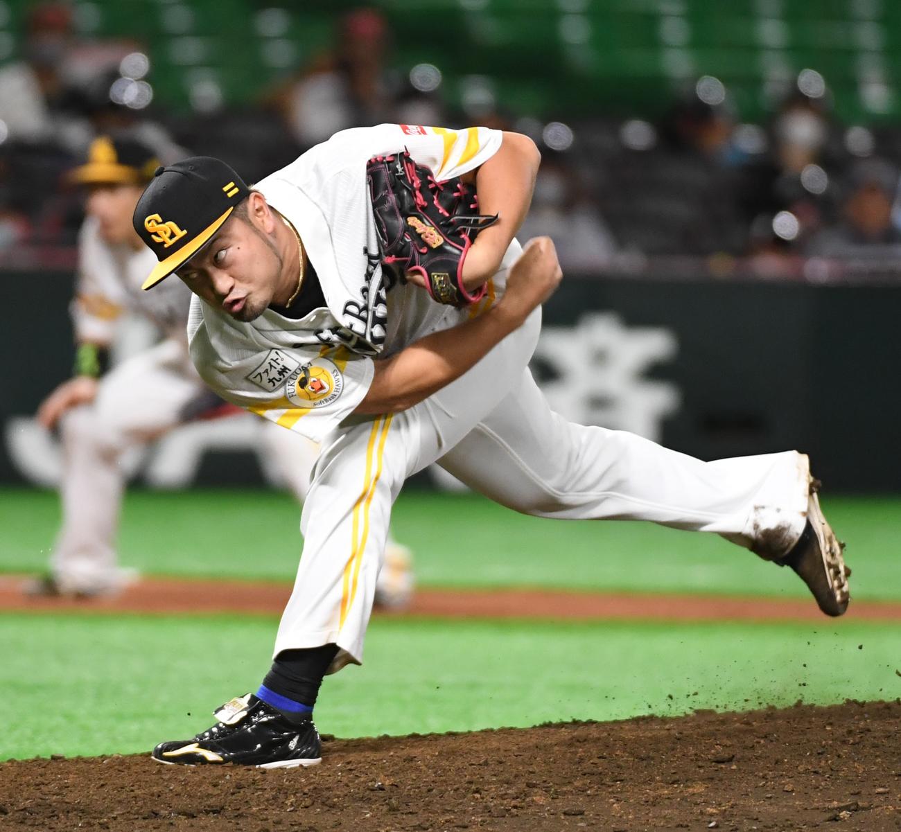 ソフトバンク対日本ハム　9回を抑えた森唯斗（撮影・今浪浩三）