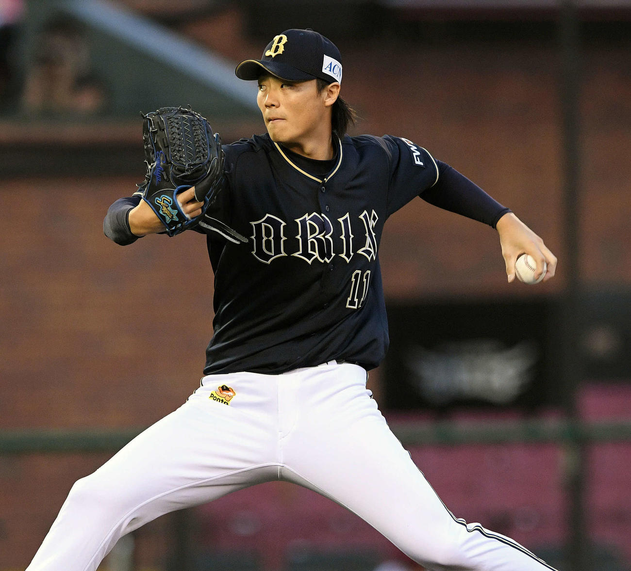 楽天対オリックス　オリックス先発の山崎福（撮影・滝沢徹郎）