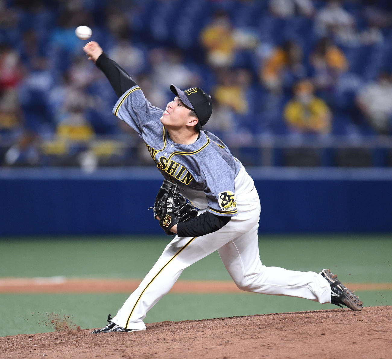 中日対阪神　7回裏、阪神2番手で登板する馬場皐輔（撮影・森本幸一）