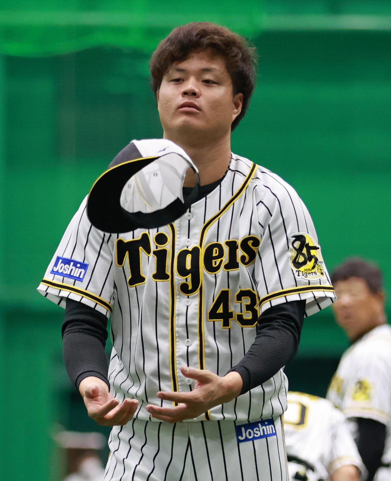 練習を行う守屋功輝（撮影・清水貴仁）