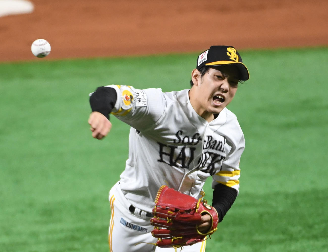ソフトバンク対西武　先発の石川柊太（撮影・今浪浩三）
